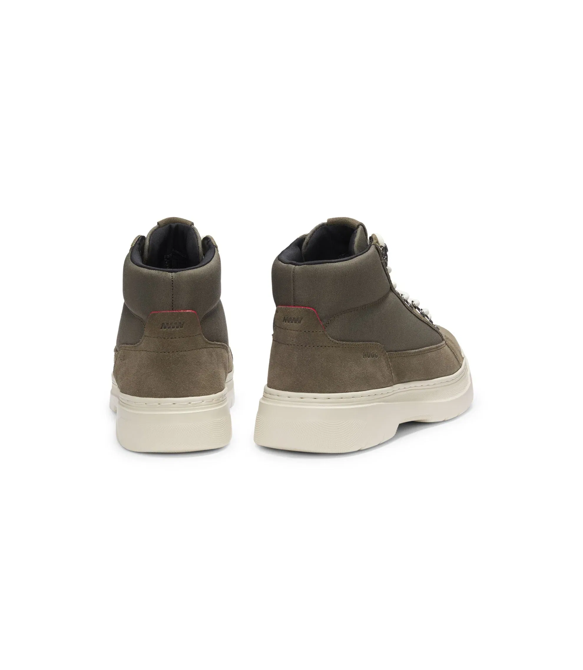 Hugo Canvas Boots With Suede Trims Light Green Light Green