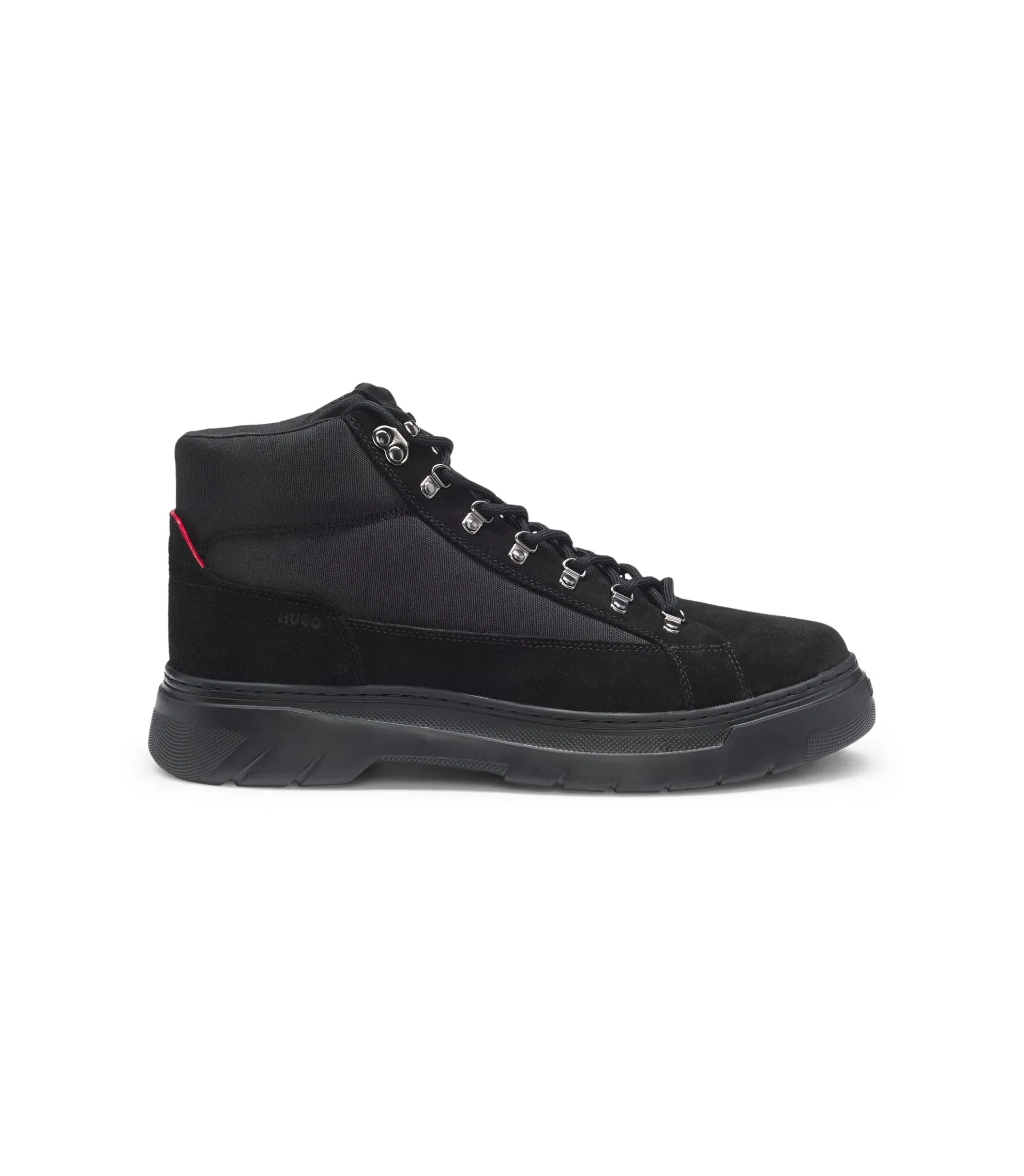 Hugo Canvas Boots With Suede Trims Black Black