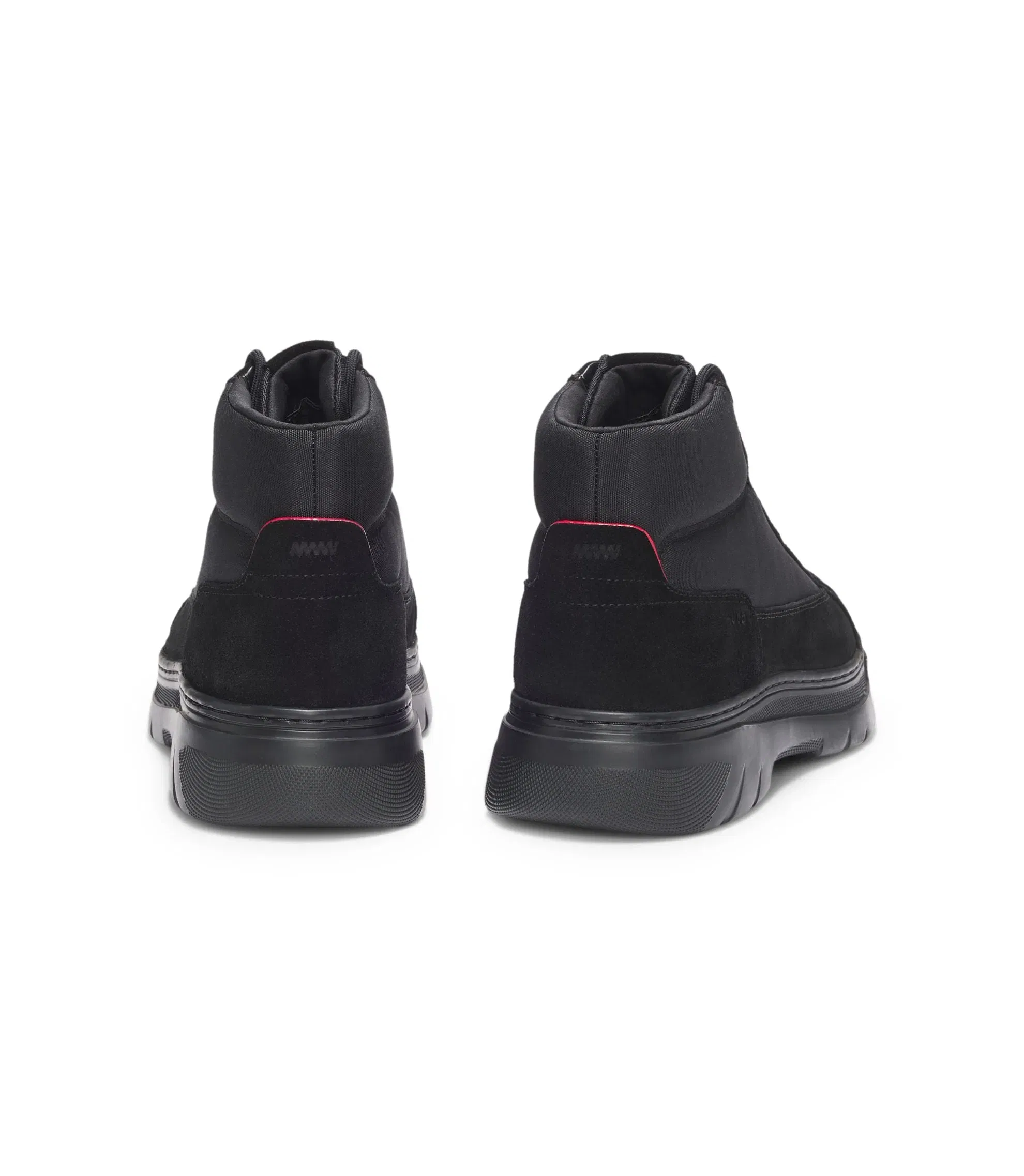 Hugo Canvas Boots With Suede Trims Black Black