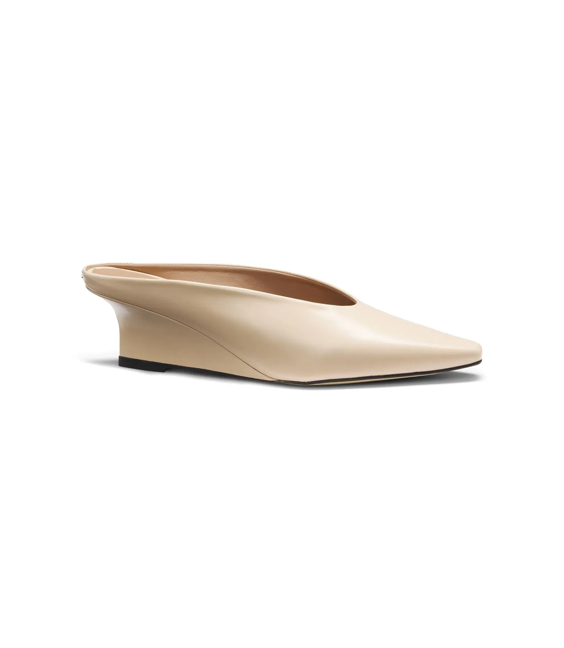 Boss Wedge Heel Mules In Leather White Womens White