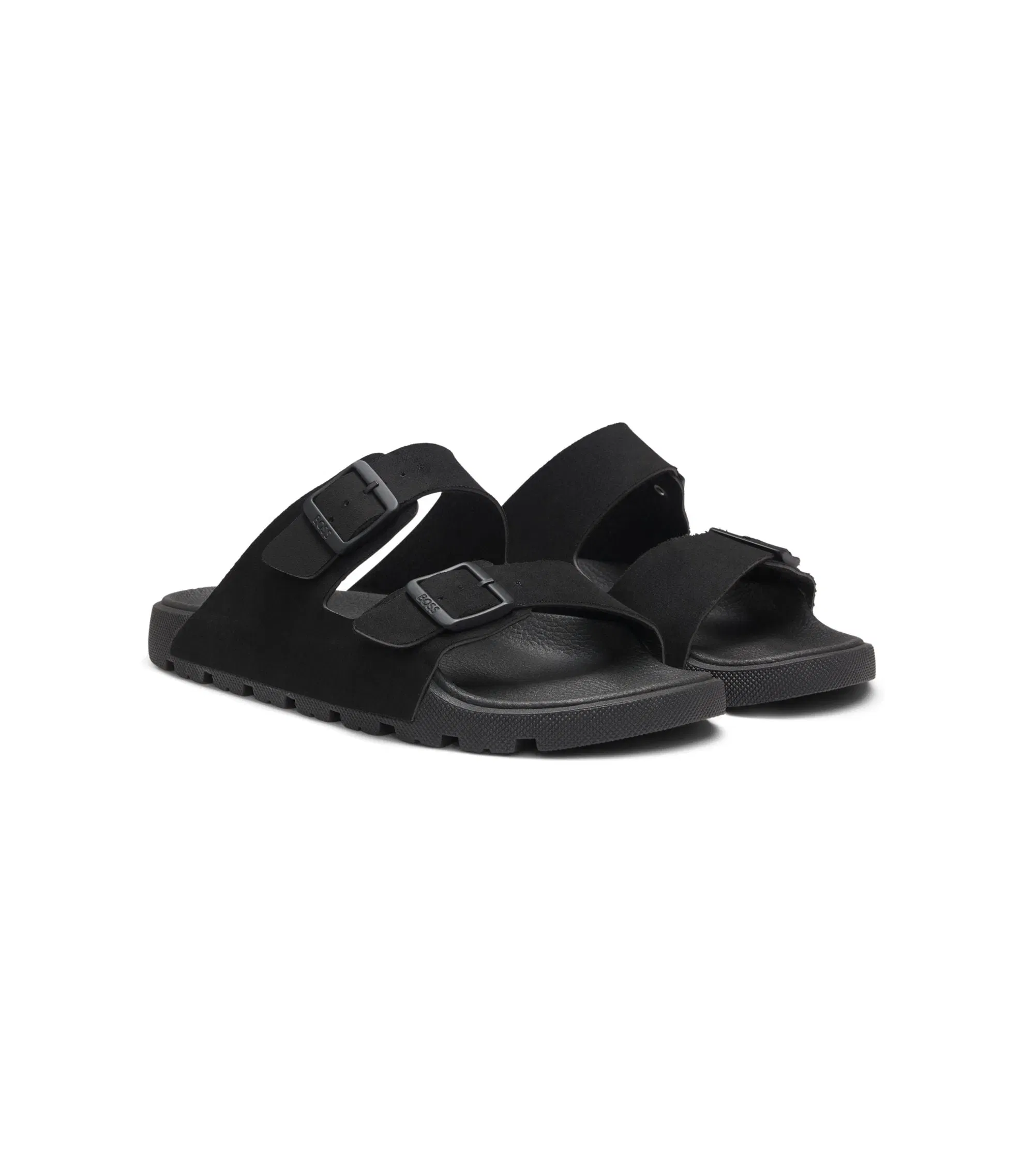 Boss Two Strap Slides With Branded Buckles Black Black