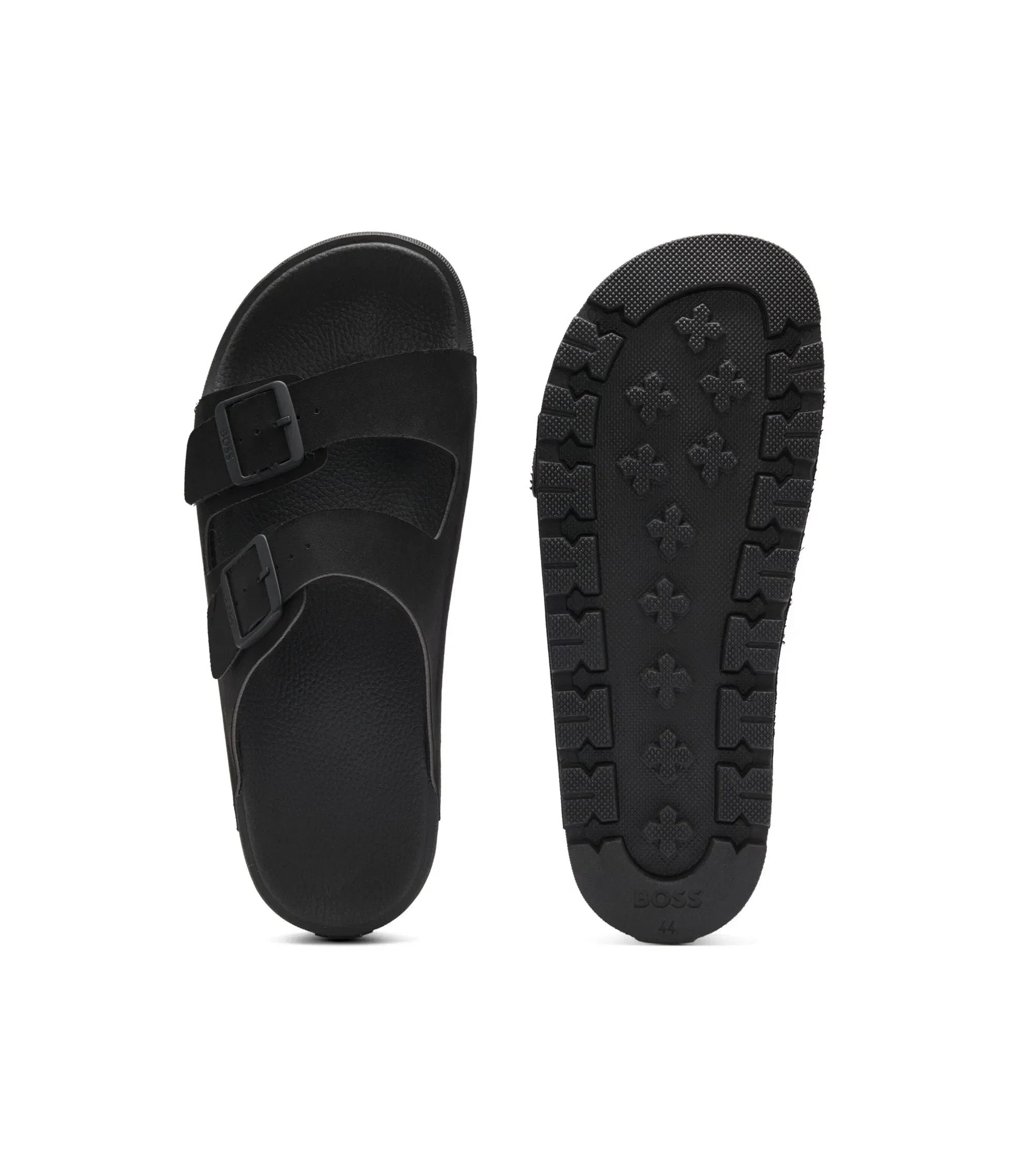 Boss Two Strap Slides With Branded Buckles Black Black