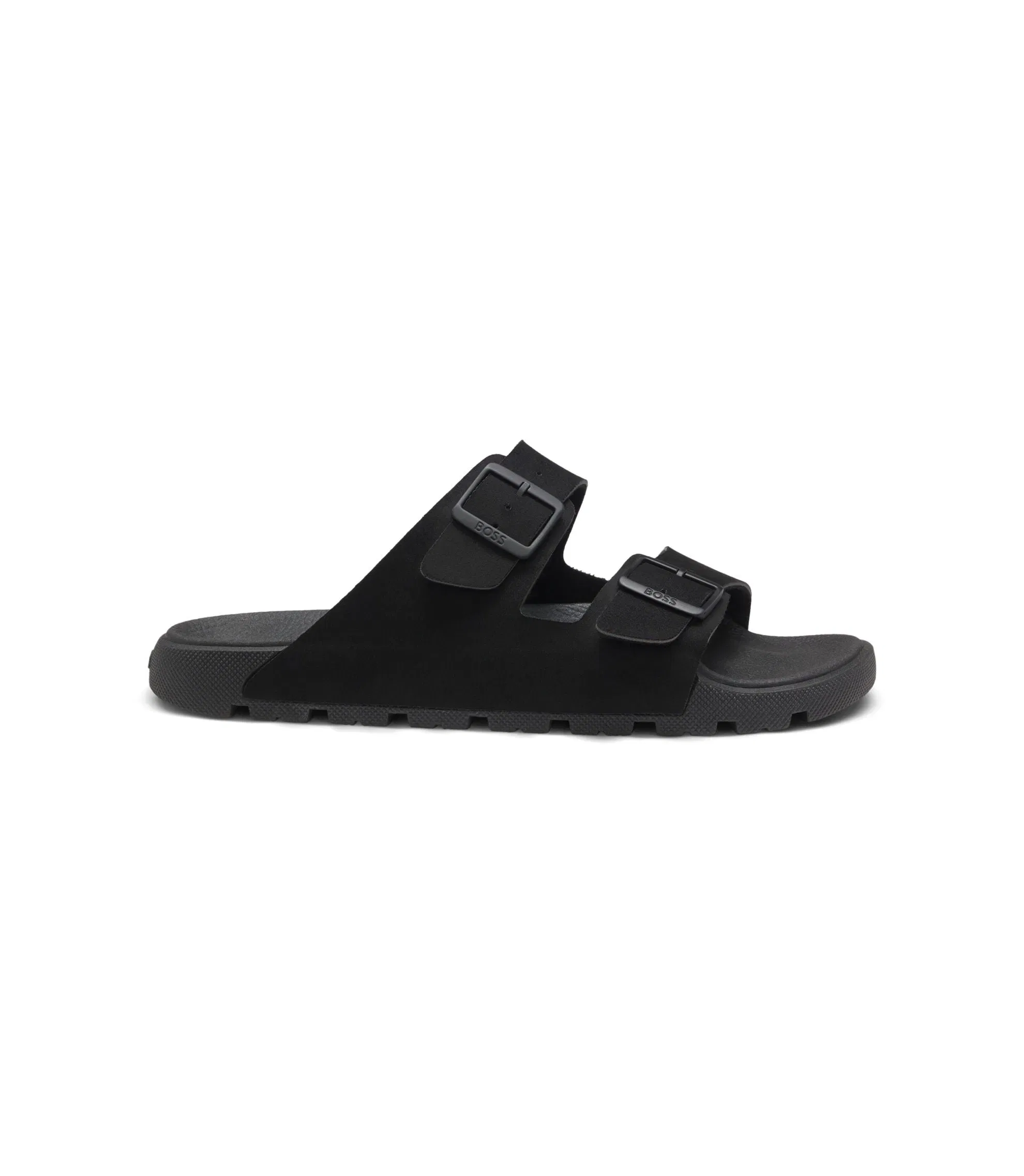 Boss Two Strap Slides With Branded Buckles Black Black