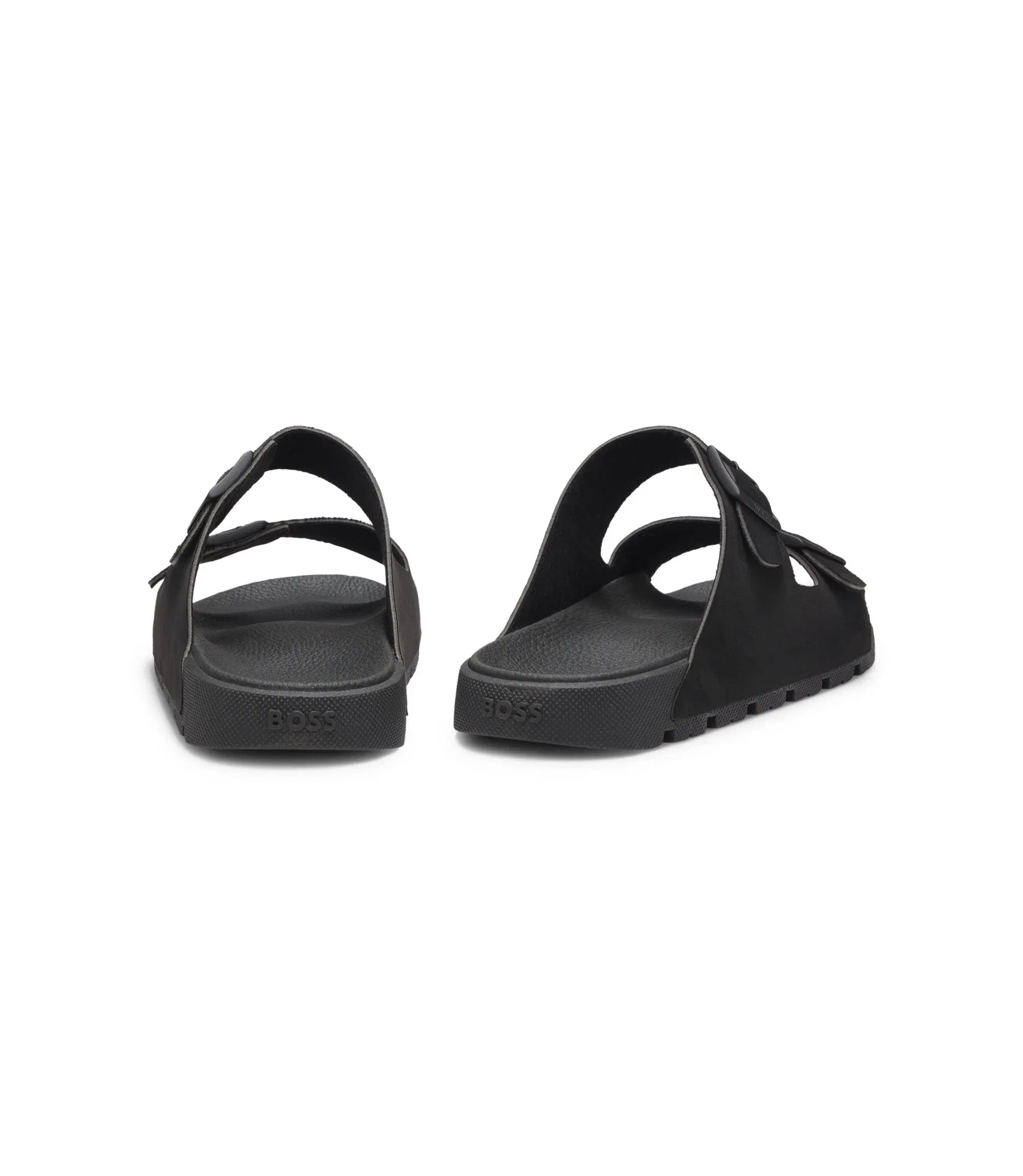 Boss Two Strap Slides With Branded Buckles Black Black