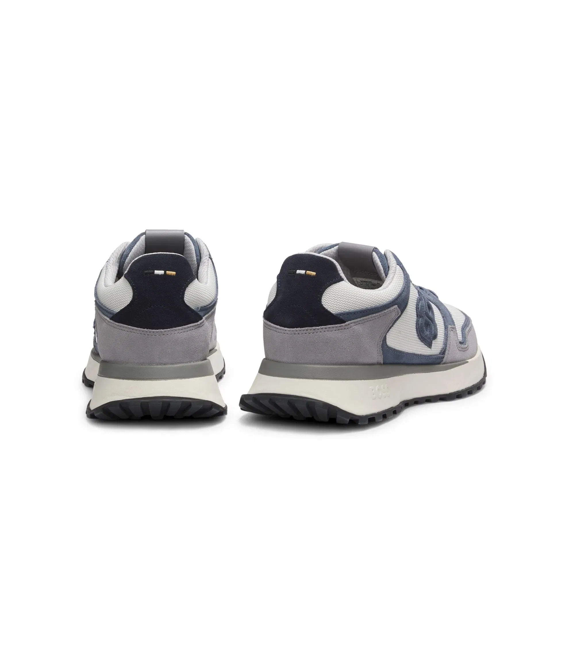 Boss Suede Trim Trainers With Double B Monogram Light Blue Light Blue