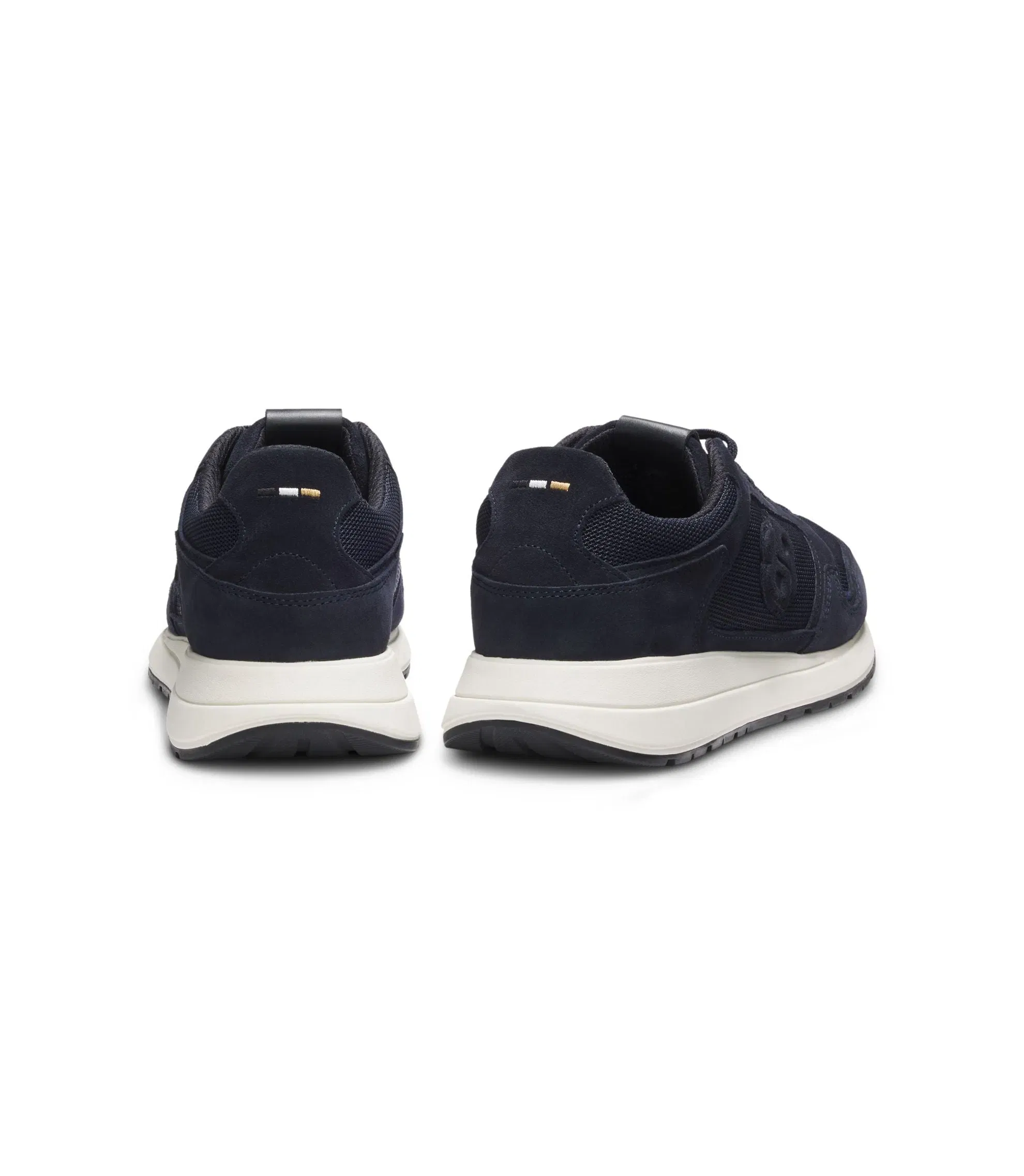 Boss Suede Trim Trainers With Double B Monogram Dark Blue Dark Blue