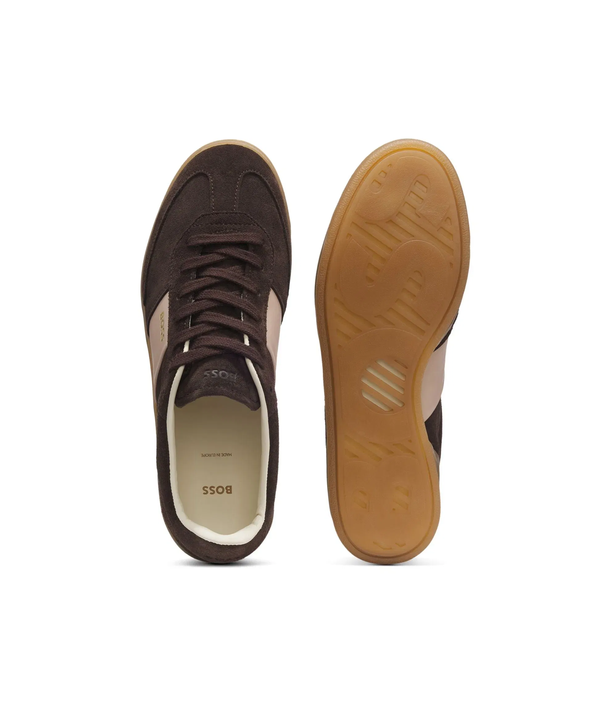Boss Suede Trainers With Smooth Leather Trims Dark Brown Womens Dark Brown