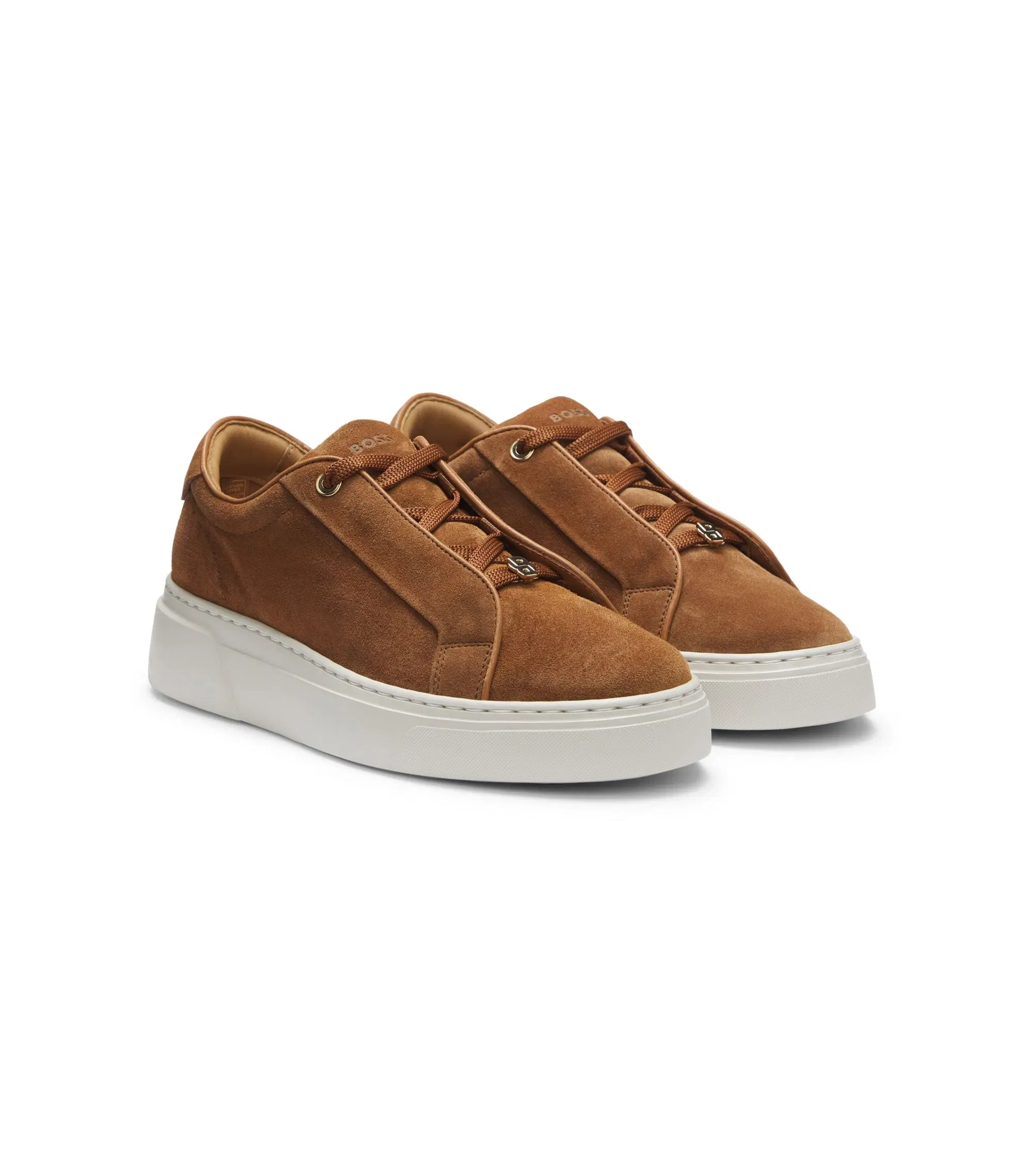 Boss Suede Trainers With Hidden Wedge Light Brown Womens Light Brown