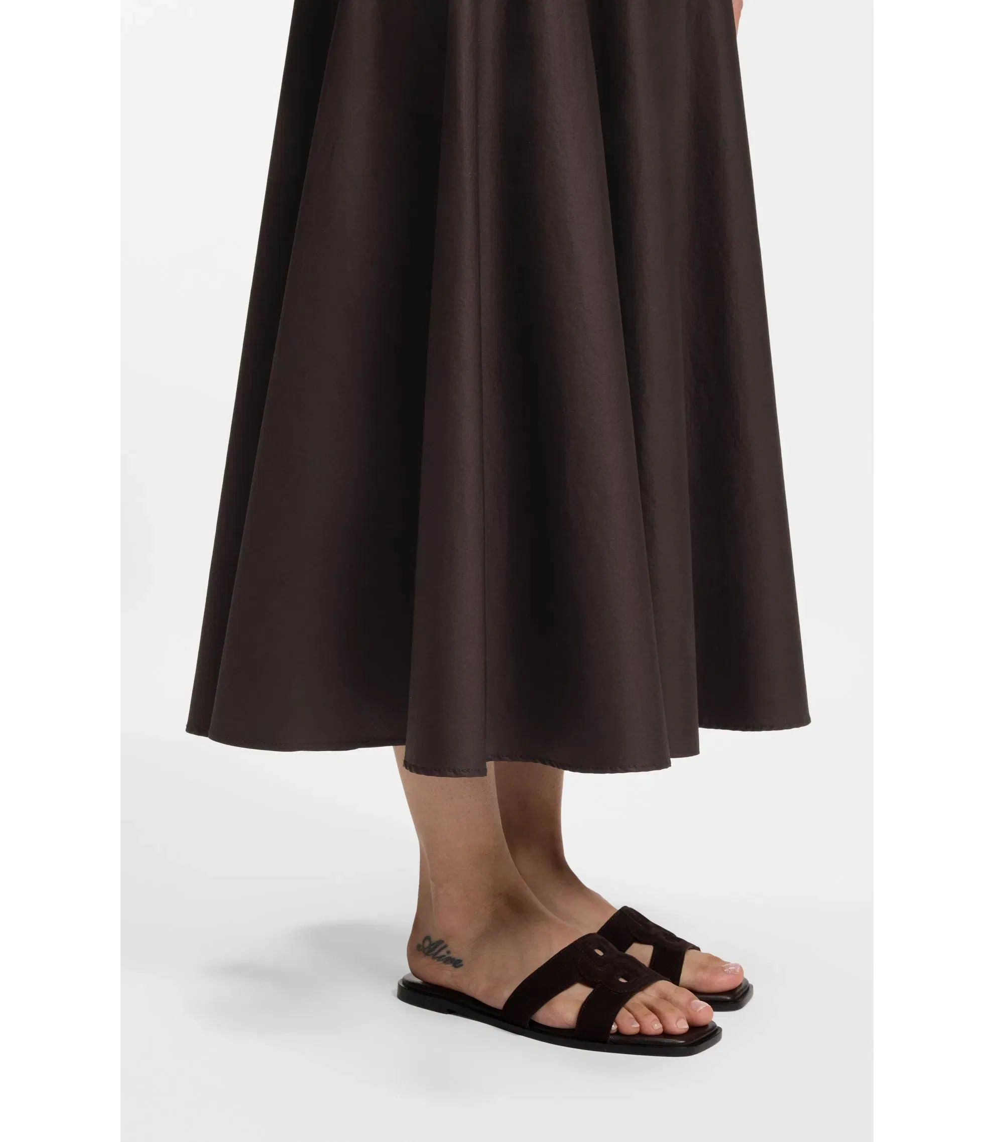 Boss Suede Slides With Stitched Double B Monogram Dark Brown Womens Dark Brown