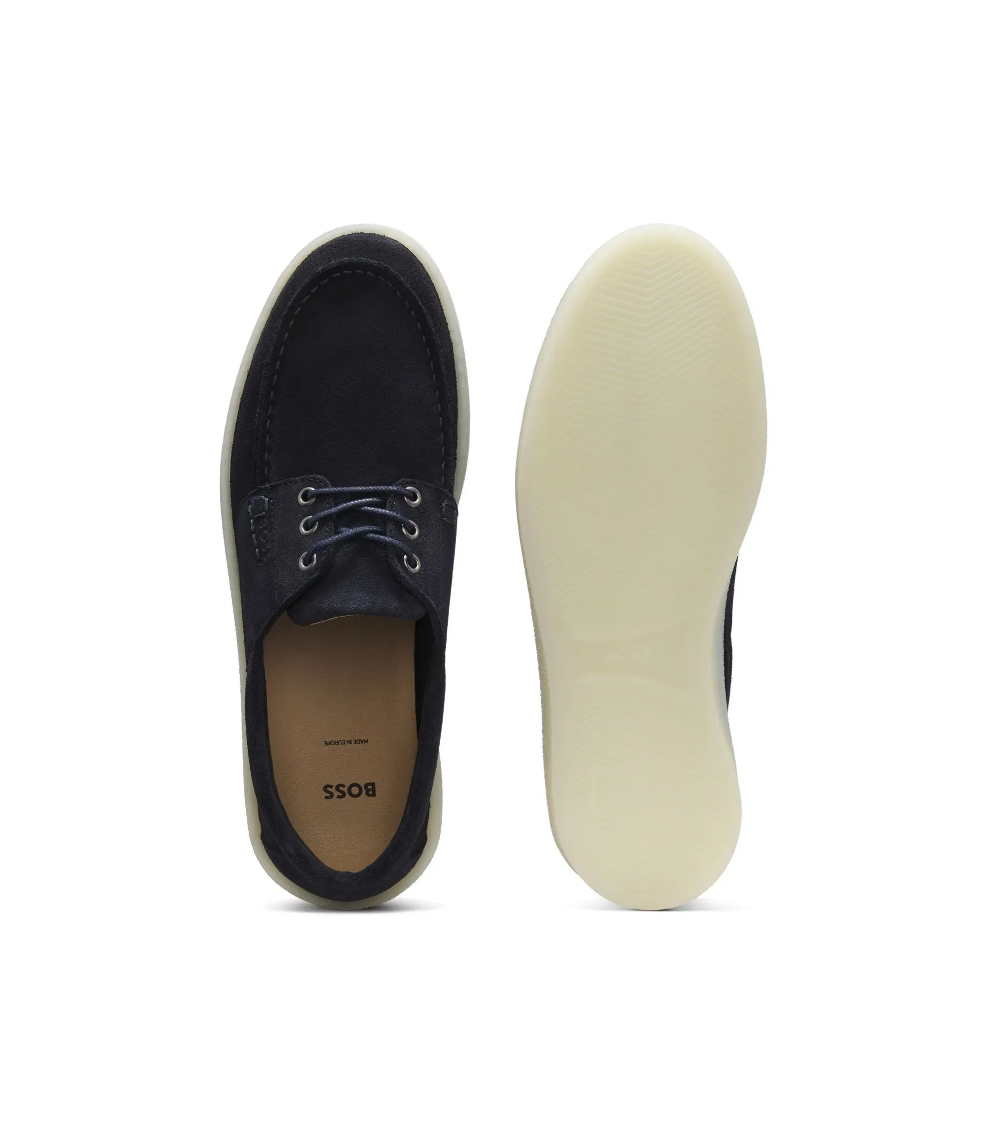 Boss Suede Loafers With Slightly Translucent Sole Dark Blue Dark Blue