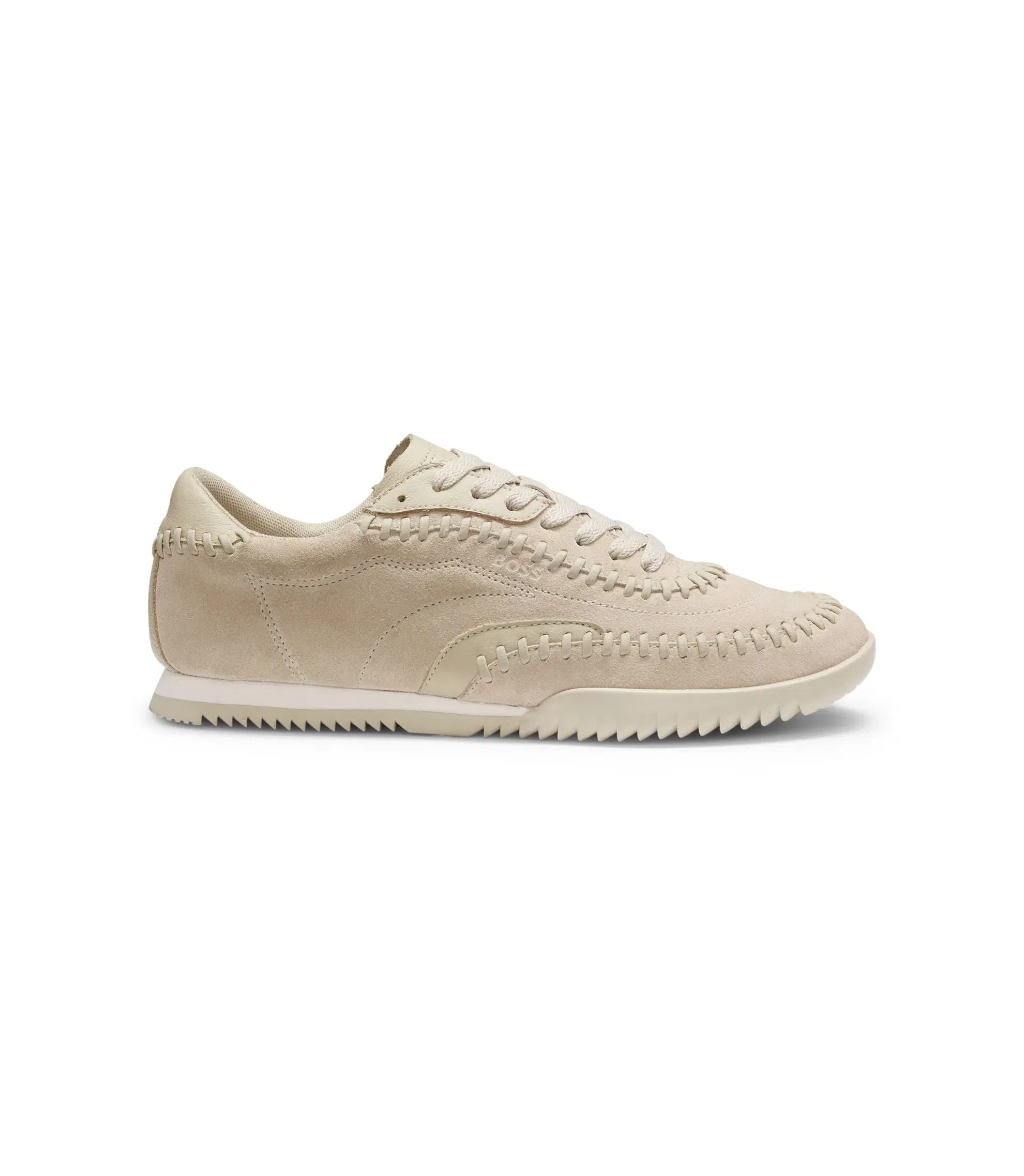 Boss Suede Leather Trainers With Whipstitching Light Beige Womens Light Beige