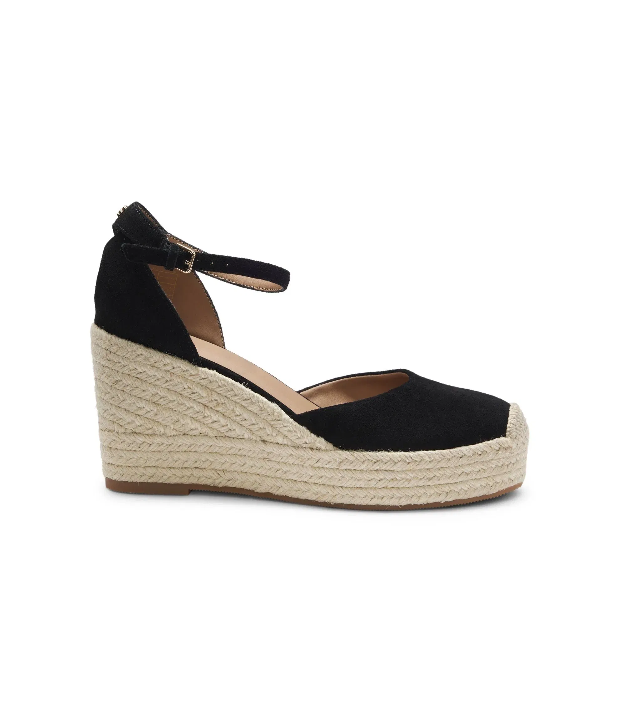 Boss Suede Espadrilles With Wedge Sole Black Womens Black