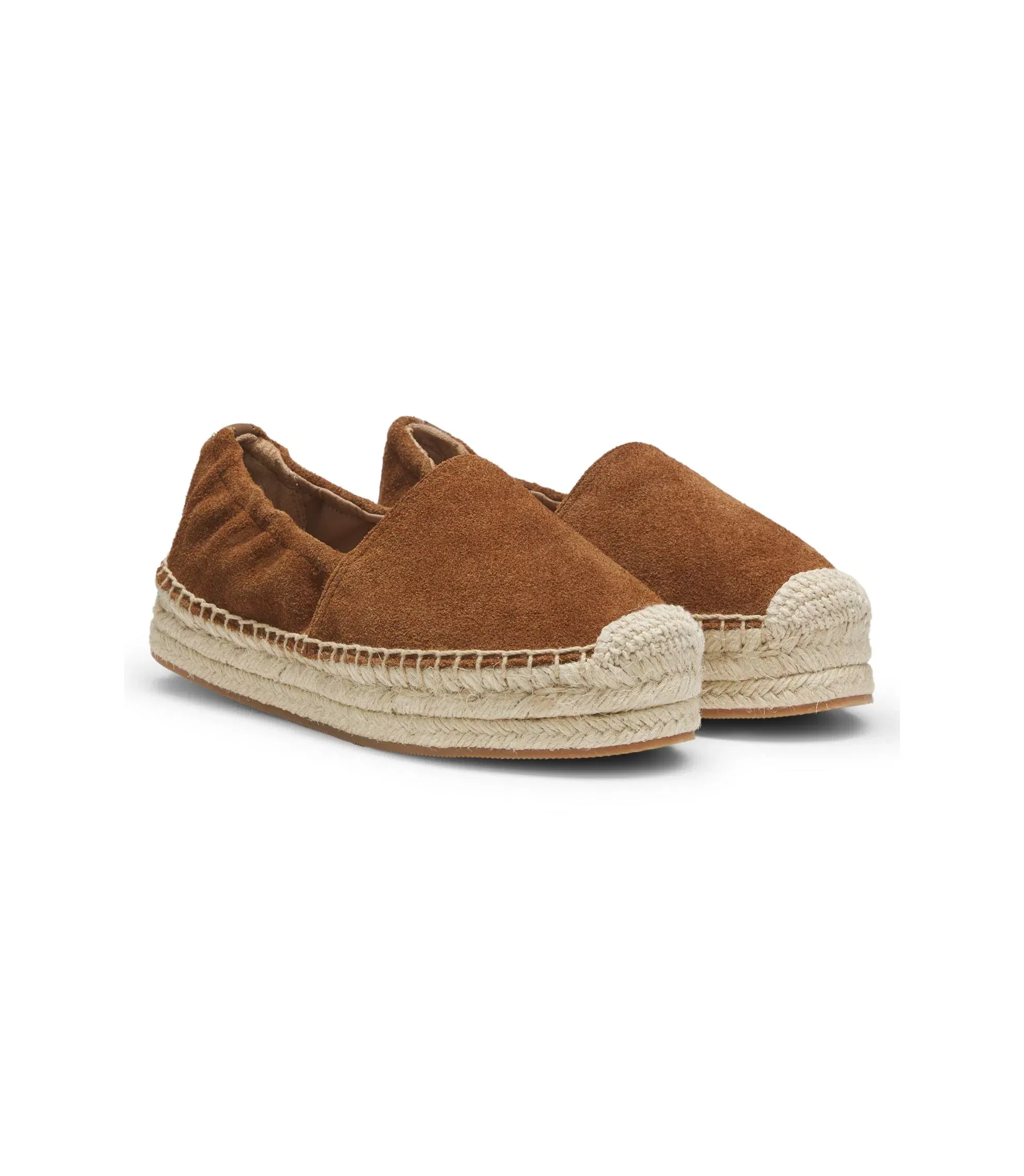 Boss Suede Espadrilles With Jute Midsole Brown Womens Brown