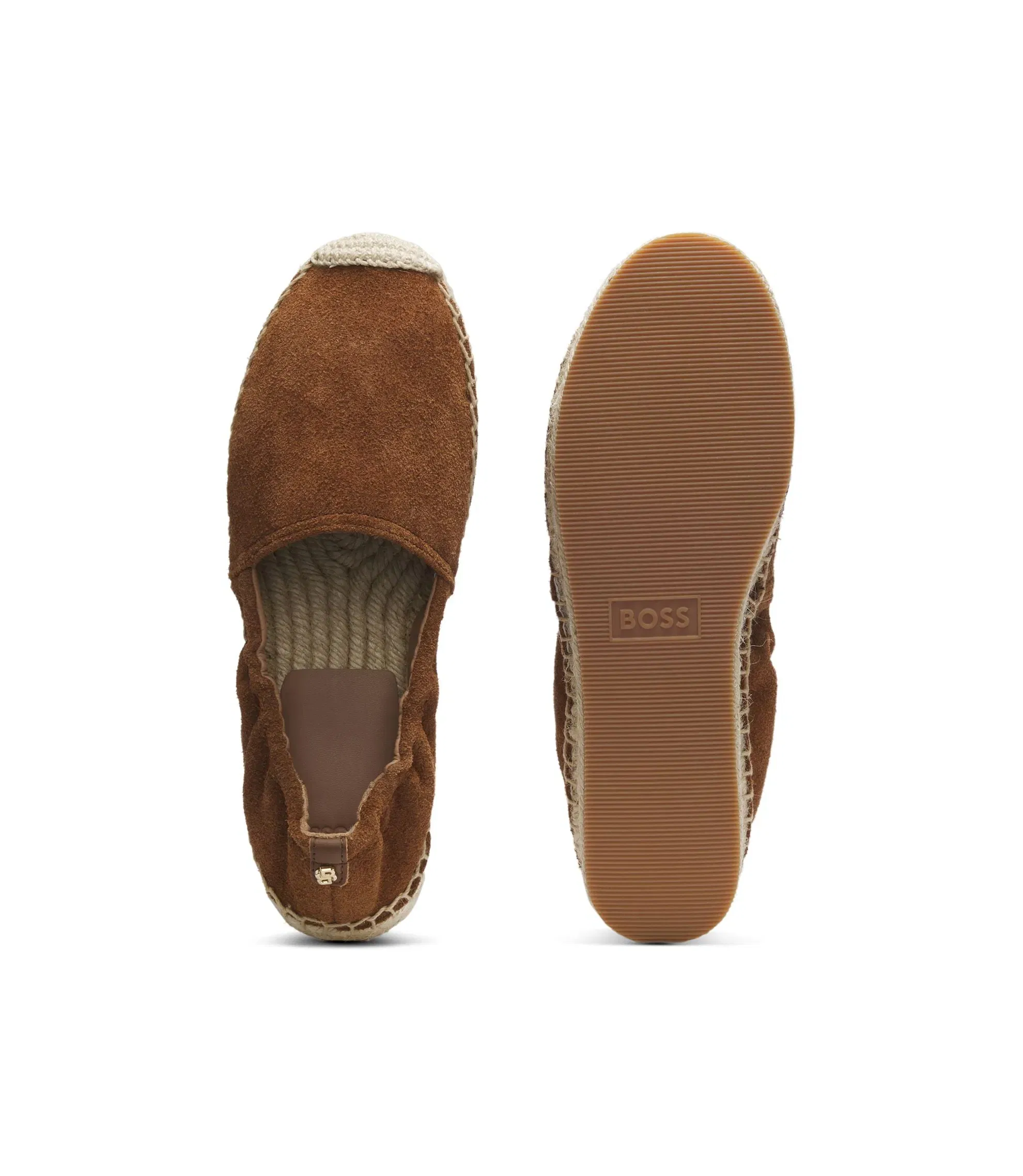 Boss Suede Espadrilles With Jute Midsole Brown Womens Brown