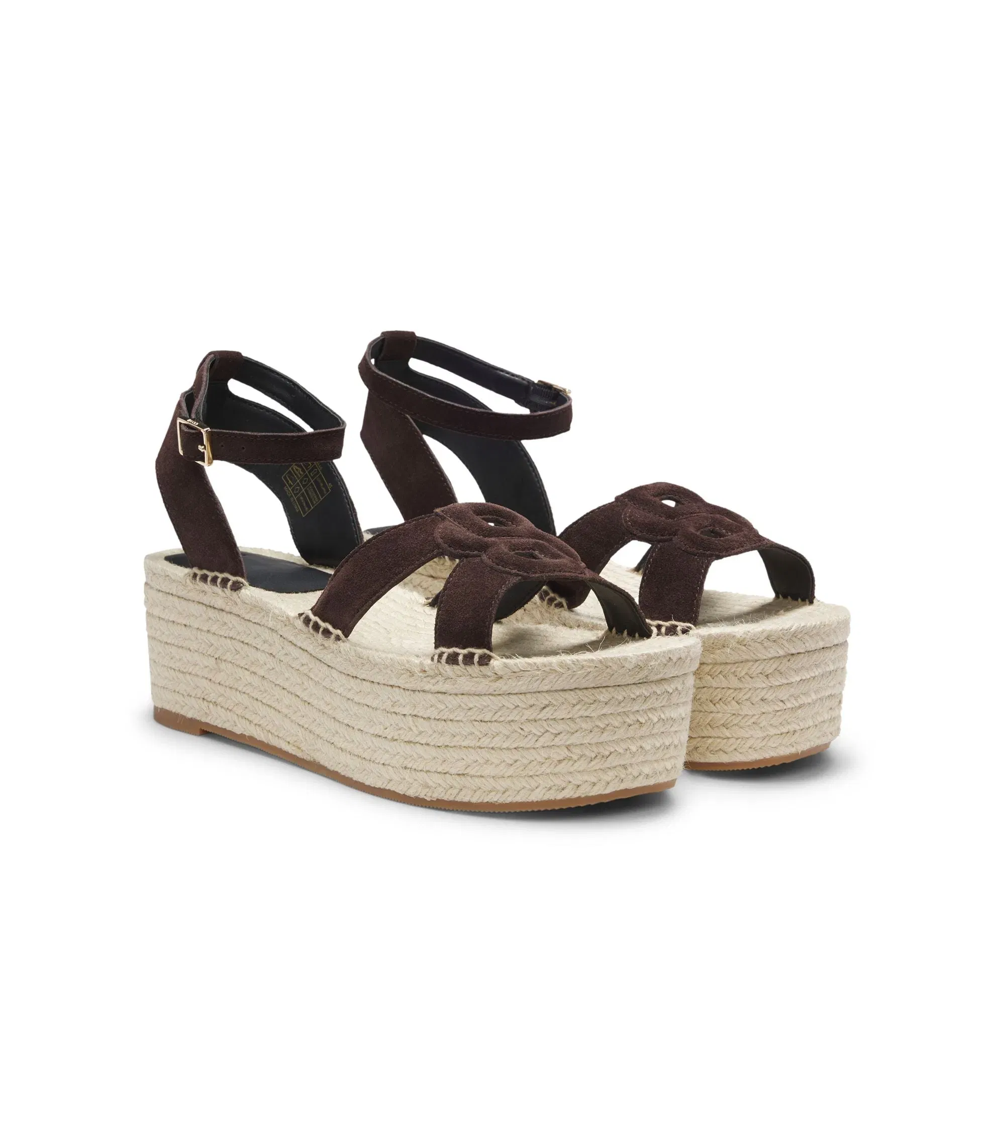 Boss Suede Espadrilles With Double B Monogram Dark Brown Womens Dark Brown