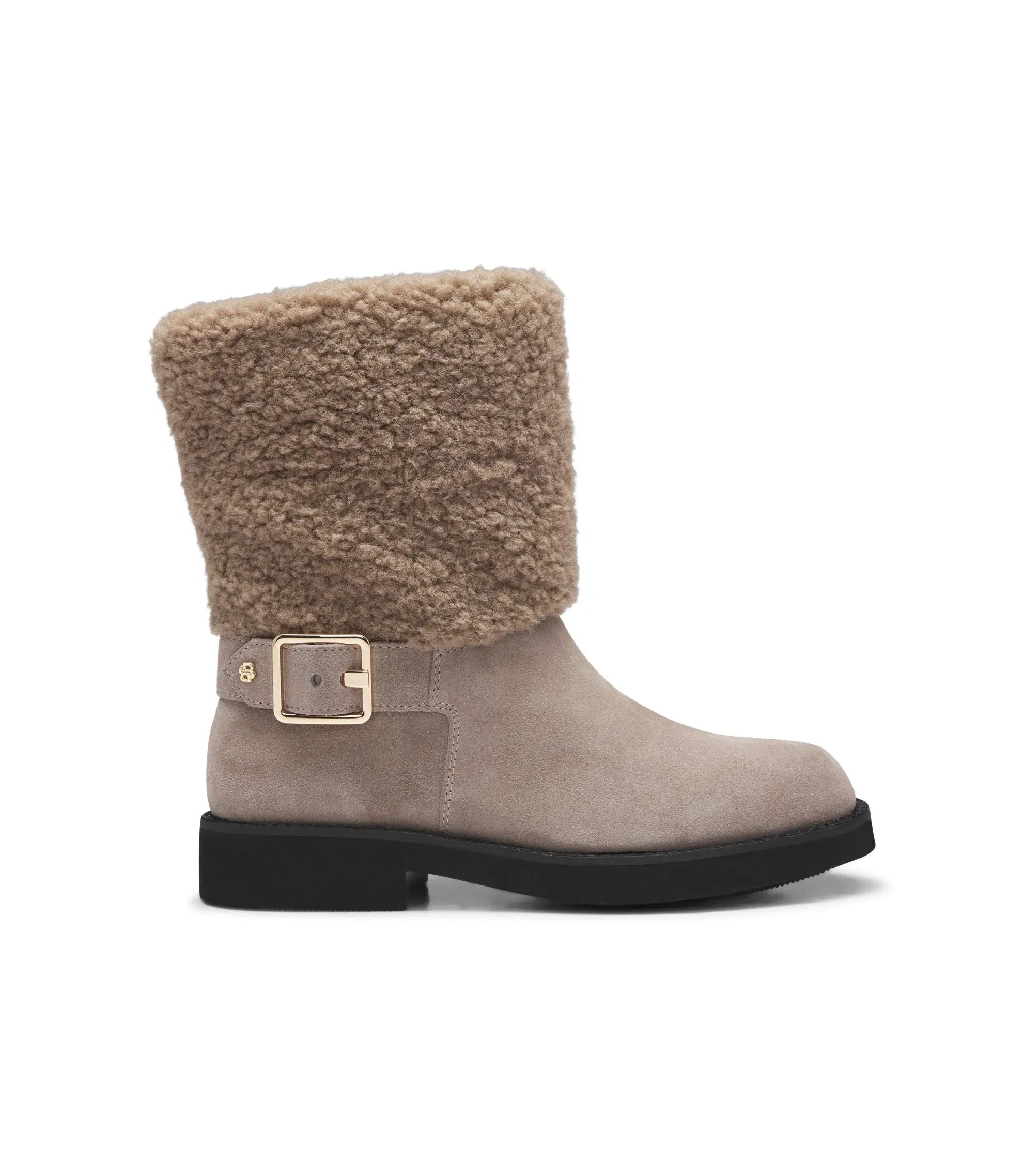 Boss Suede Biker Boots With Faux Fur Trim Light Brown Womens Light Brown
