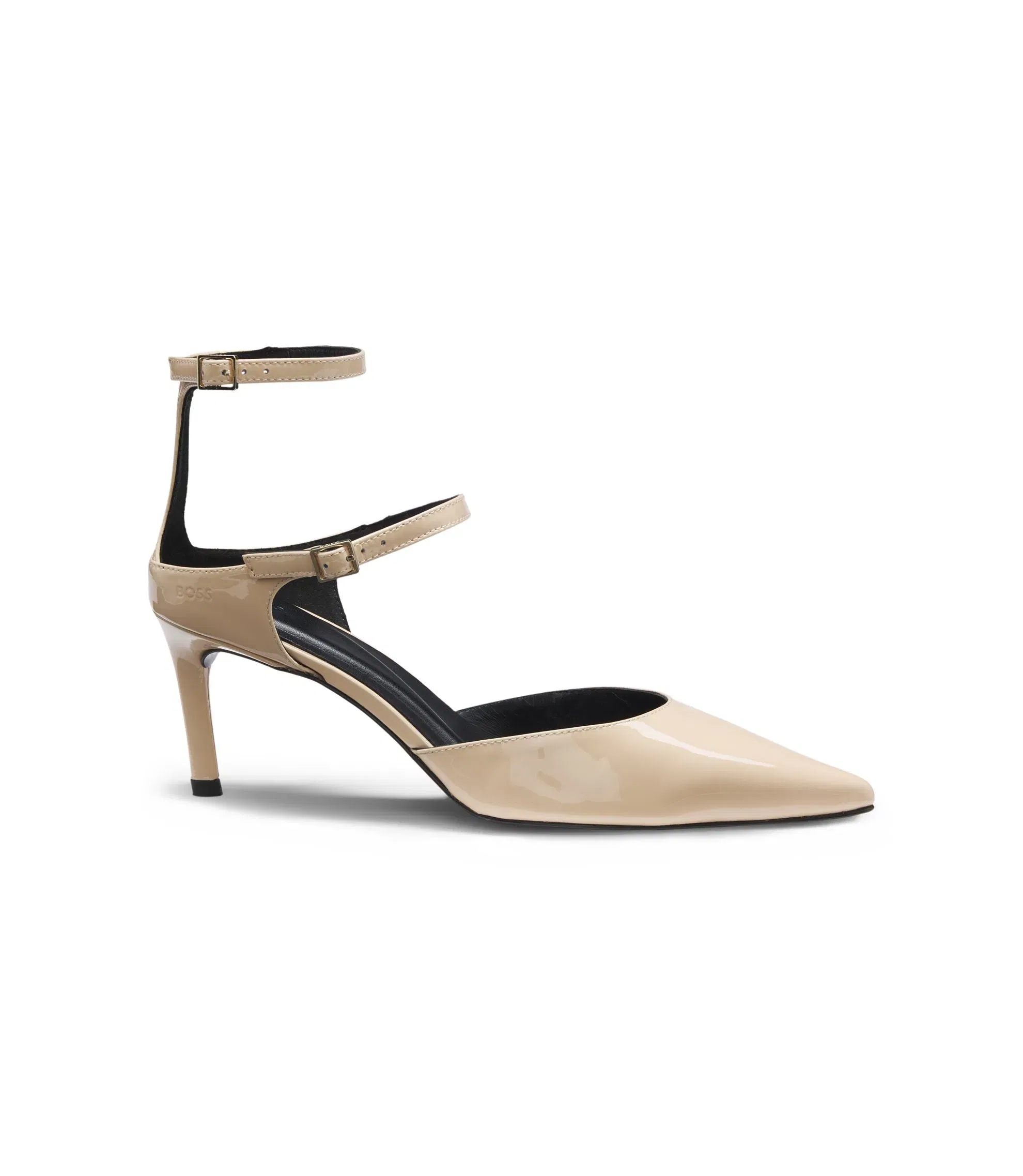 Boss Strap Detail Pumps In Patent Leather Light Yellow Womens Light Yellow