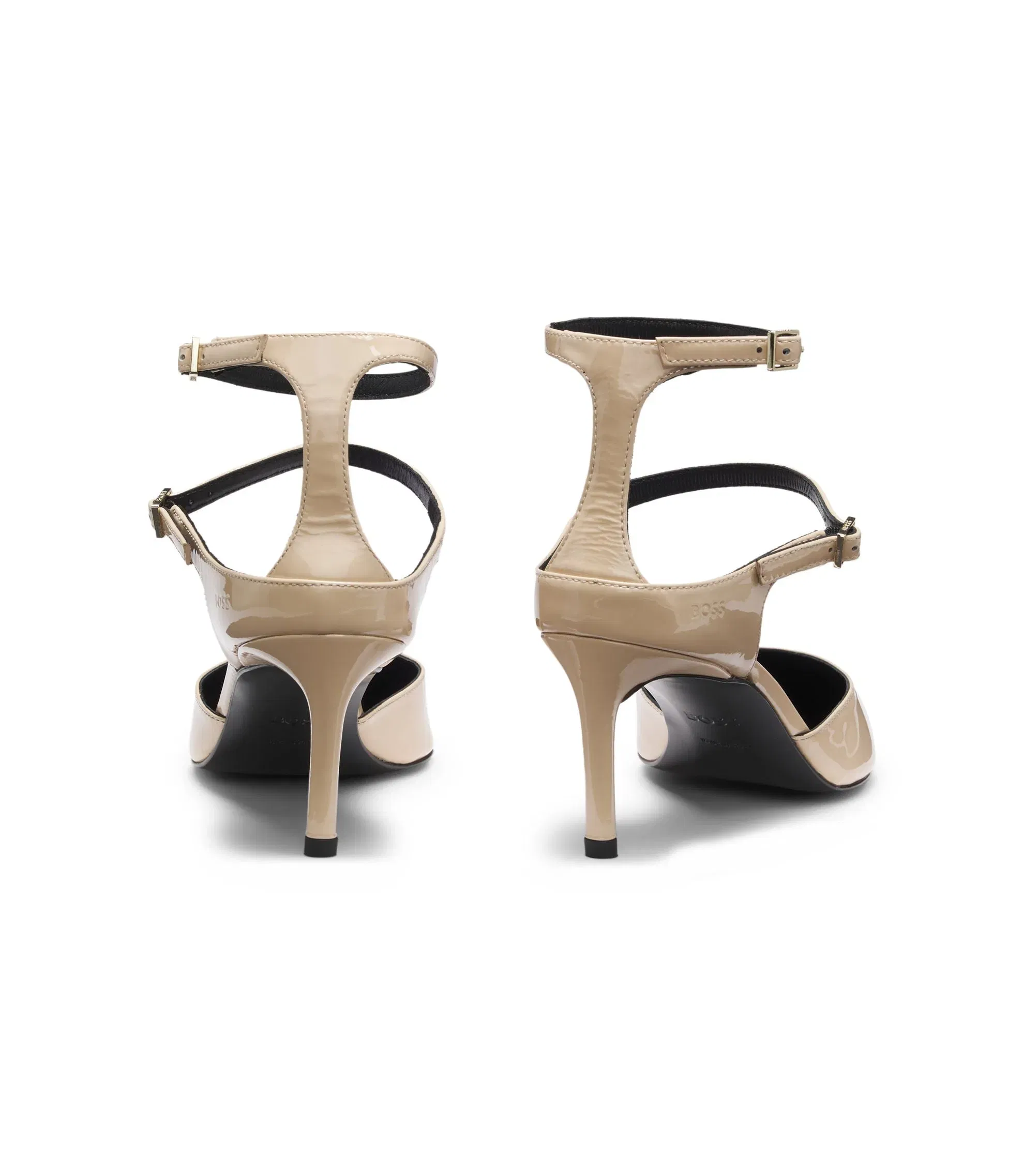 Boss Strap Detail Pumps In Patent Leather Light Yellow Womens Light Yellow