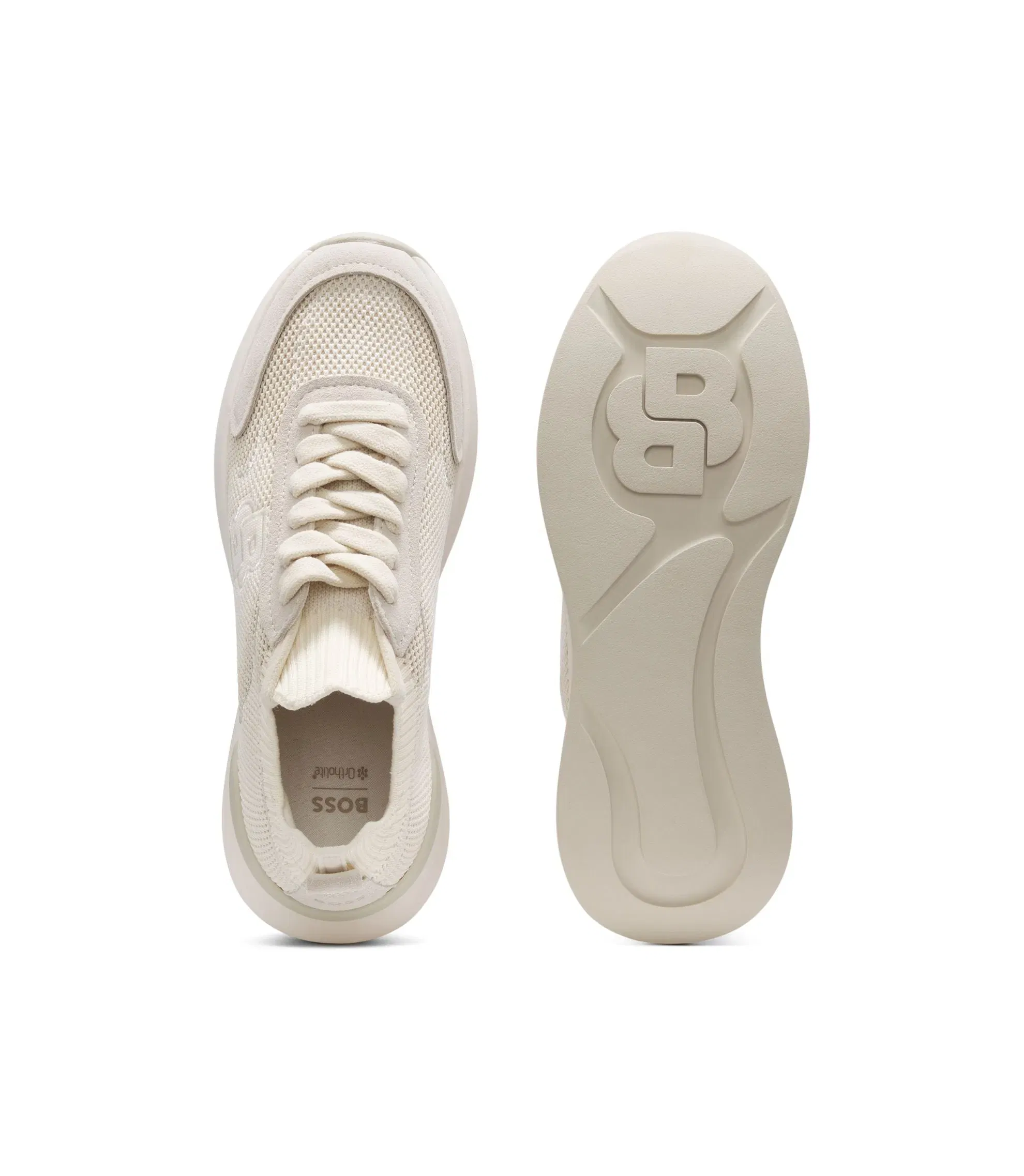 Boss Sock Trainers With Double B Monogram White Womens White