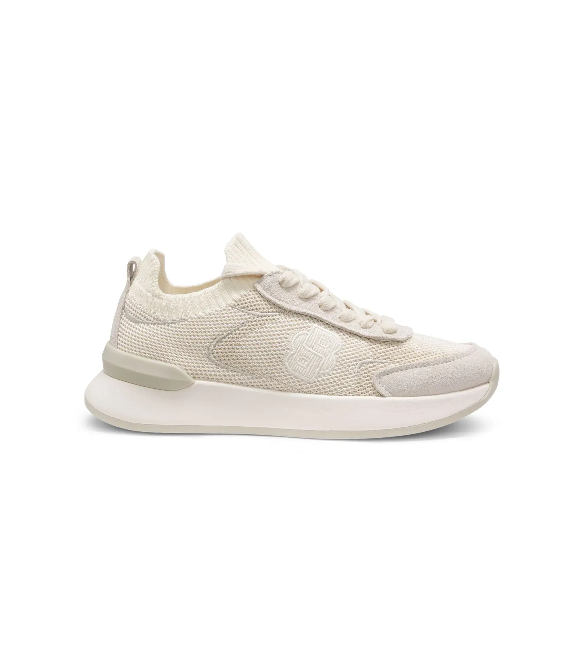 Boss Sock Trainers With Double B Monogram White Womens White