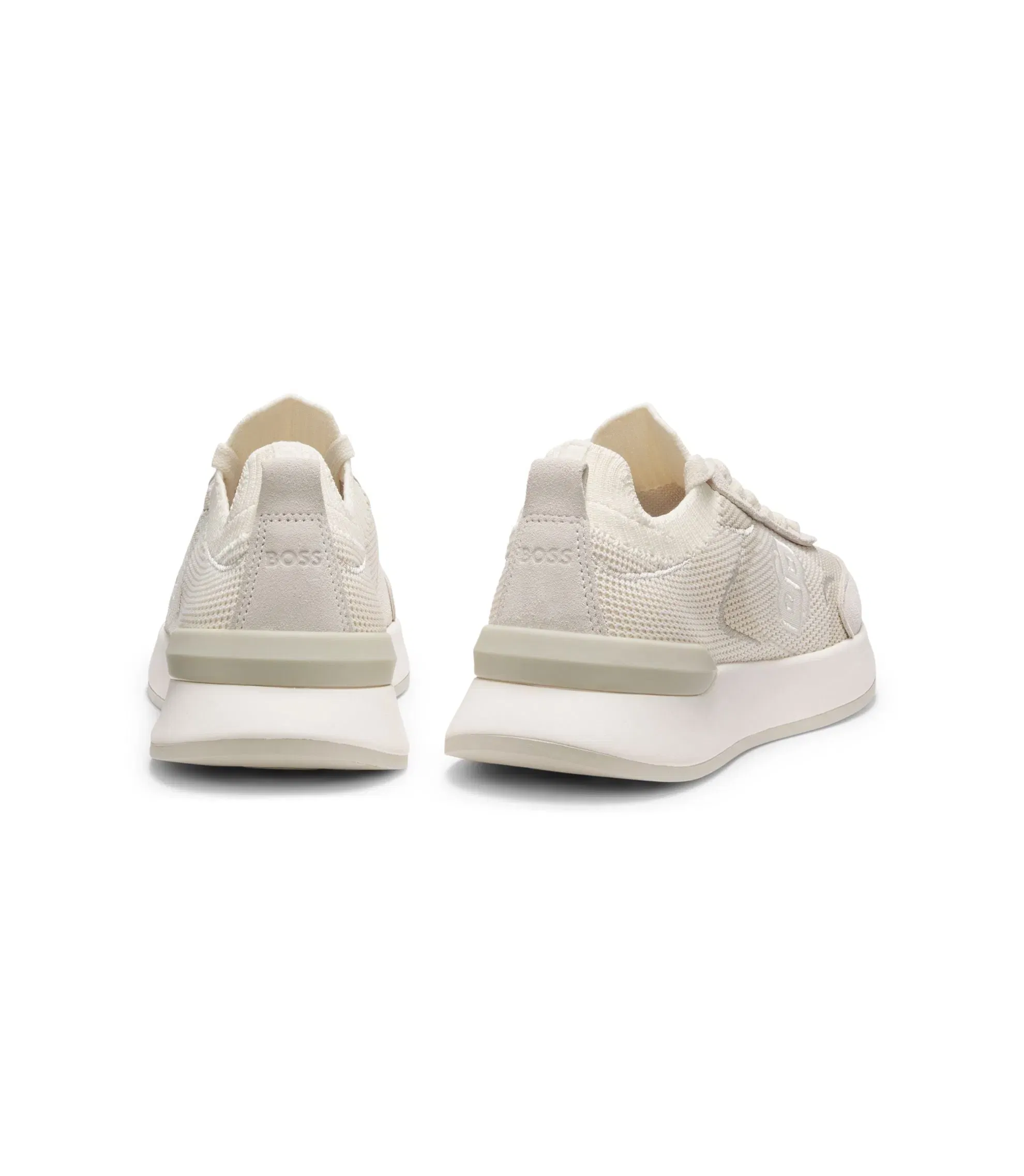 Boss Sock Trainers With Double B Monogram White Womens White