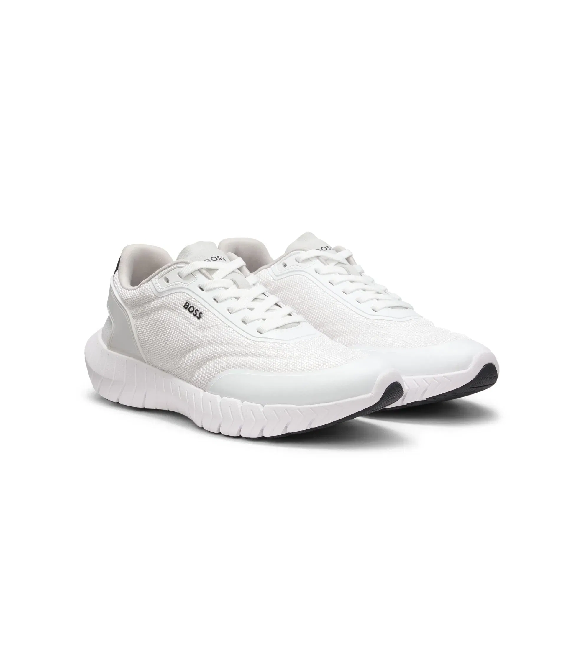 Boss Running Sneakers With Leather Trims White White