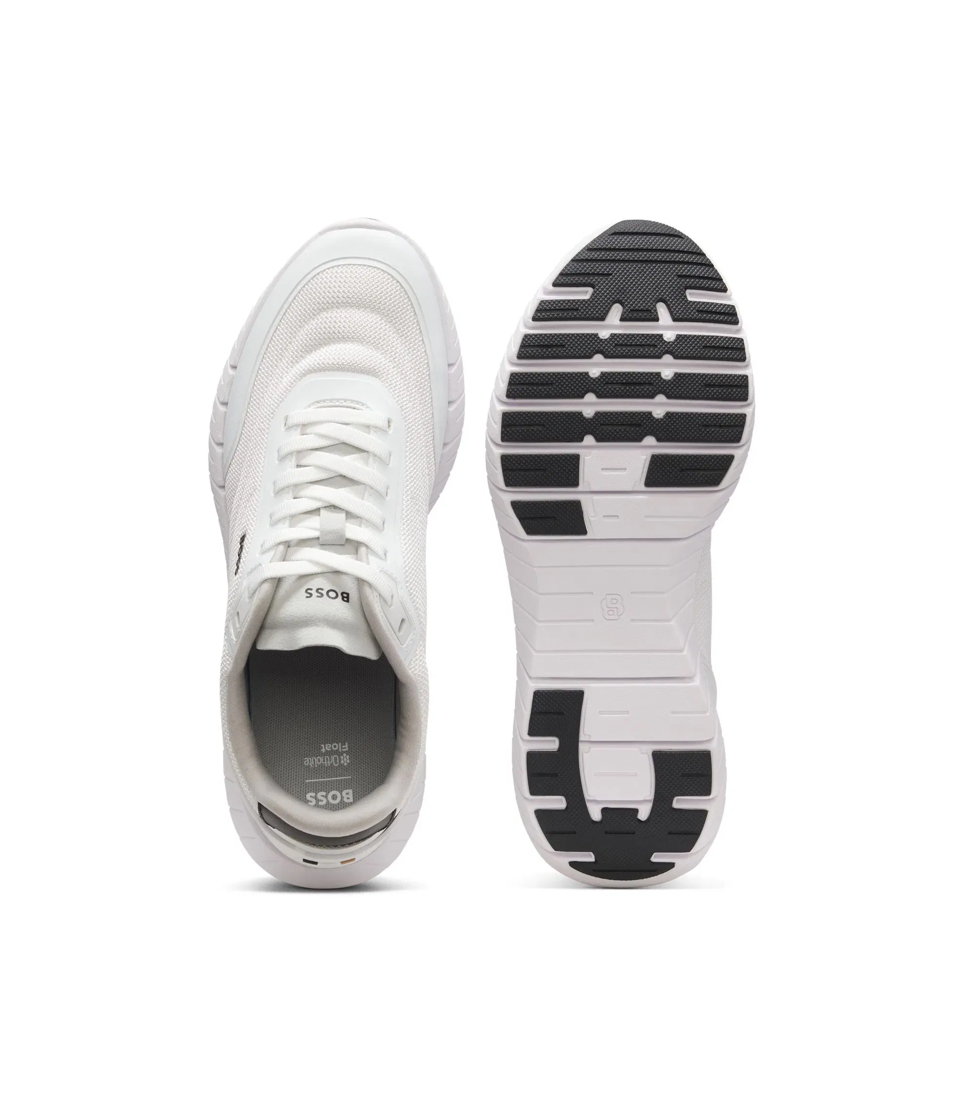 Boss Running Sneakers With Leather Trims White White