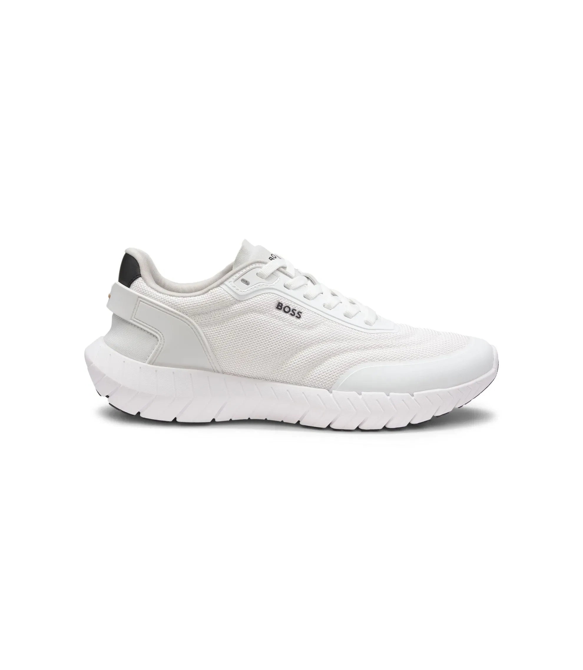 Boss Running Sneakers With Leather Trims White White
