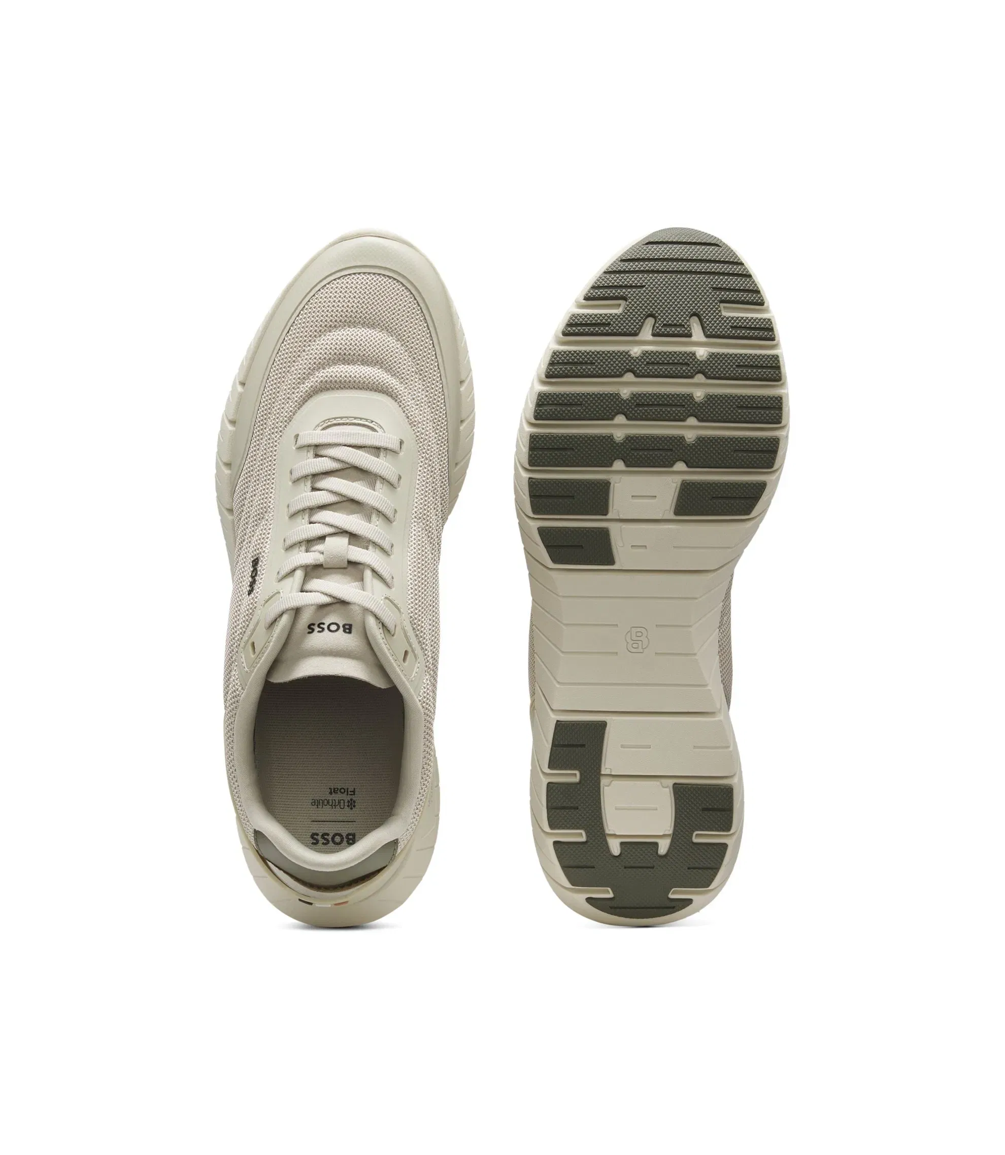 Boss Running Sneakers With Leather Trims Light Beige Light Beige