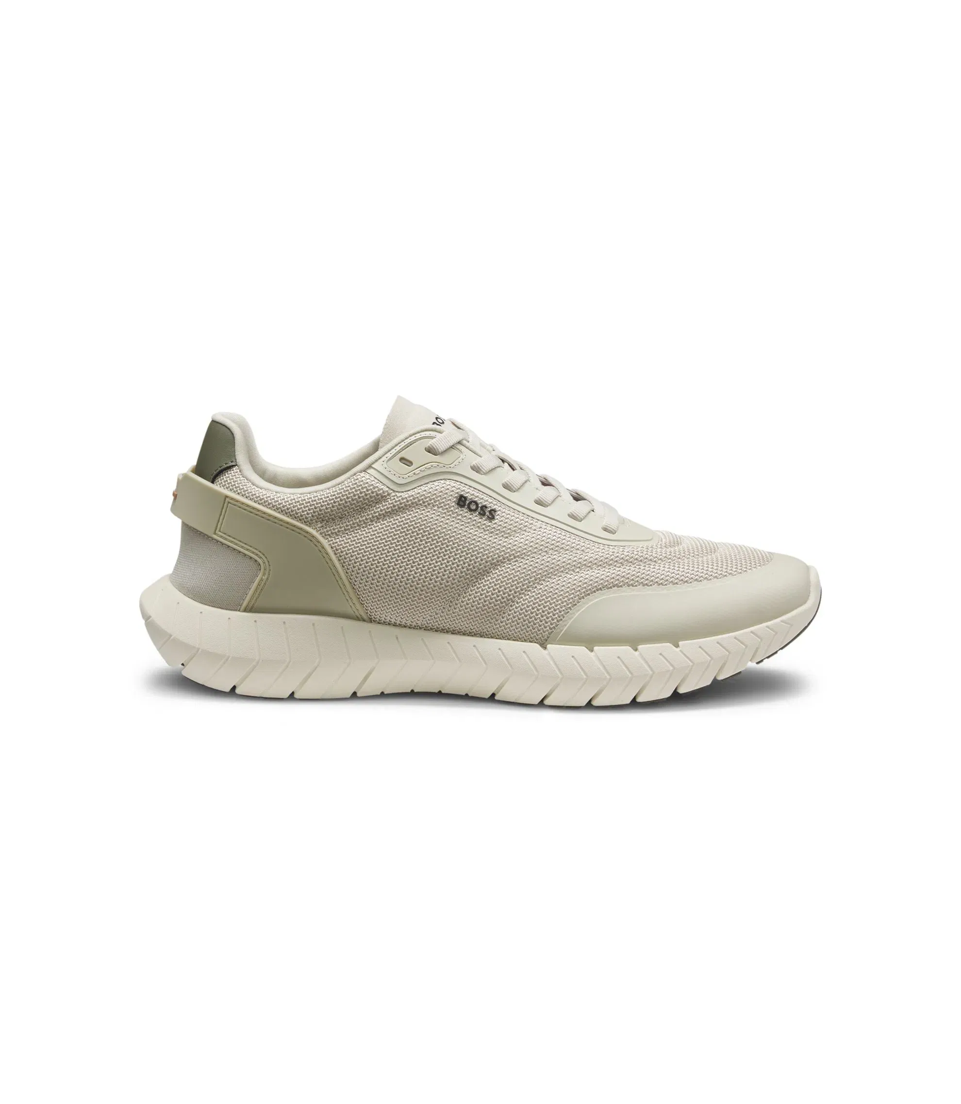 Boss Running Sneakers With Leather Trims Light Beige Light Beige