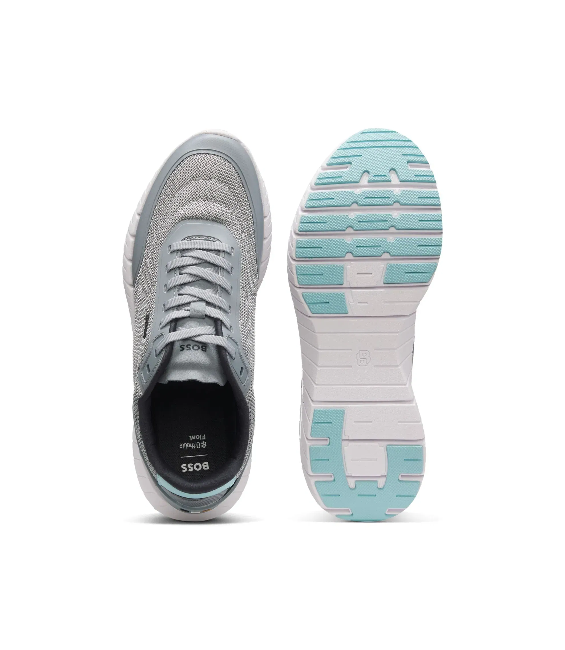 Boss Running Sneakers With Leather Trims Grey Grey
