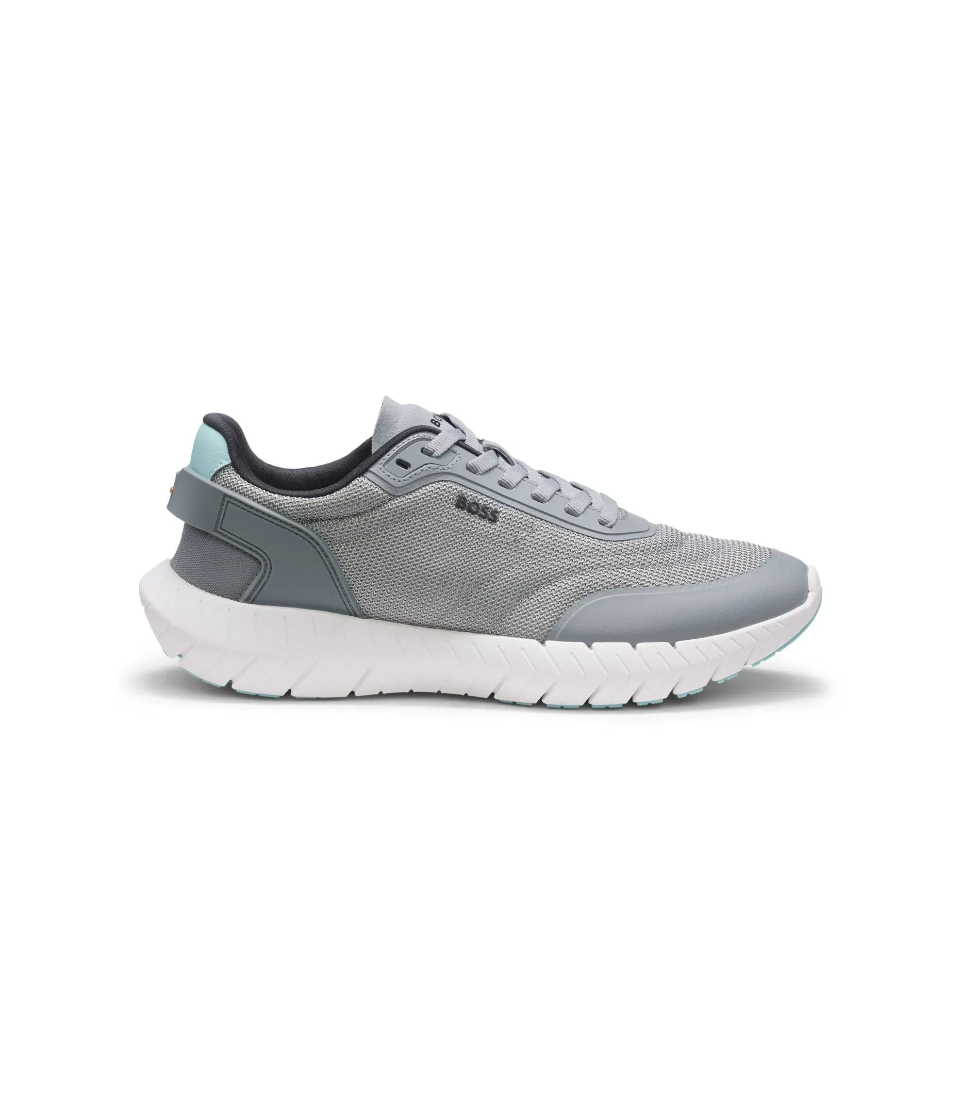 Boss Running Sneakers With Leather Trims Grey Grey