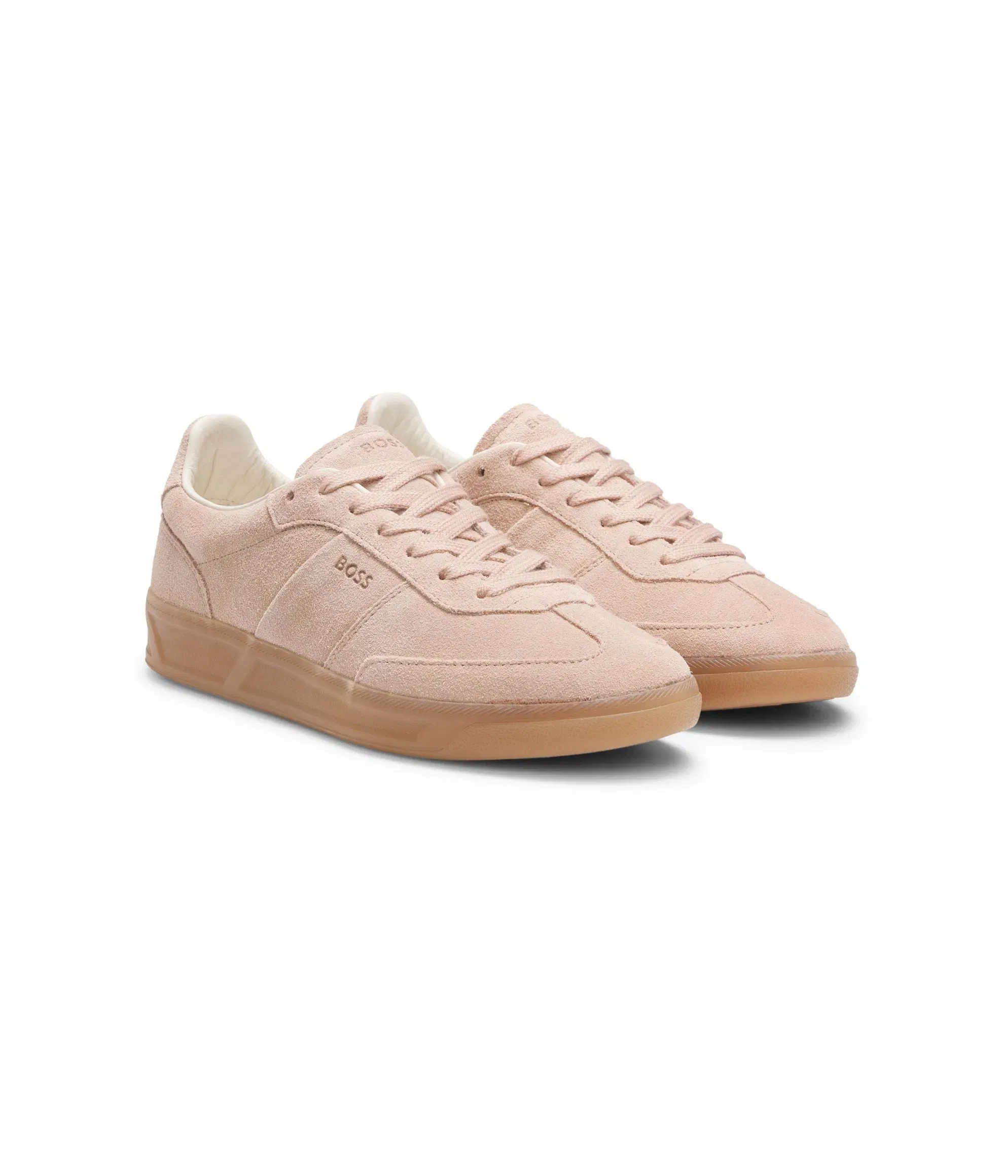 Boss Rubber Sole Trainers In Suede Light Pink Womens Light Pink