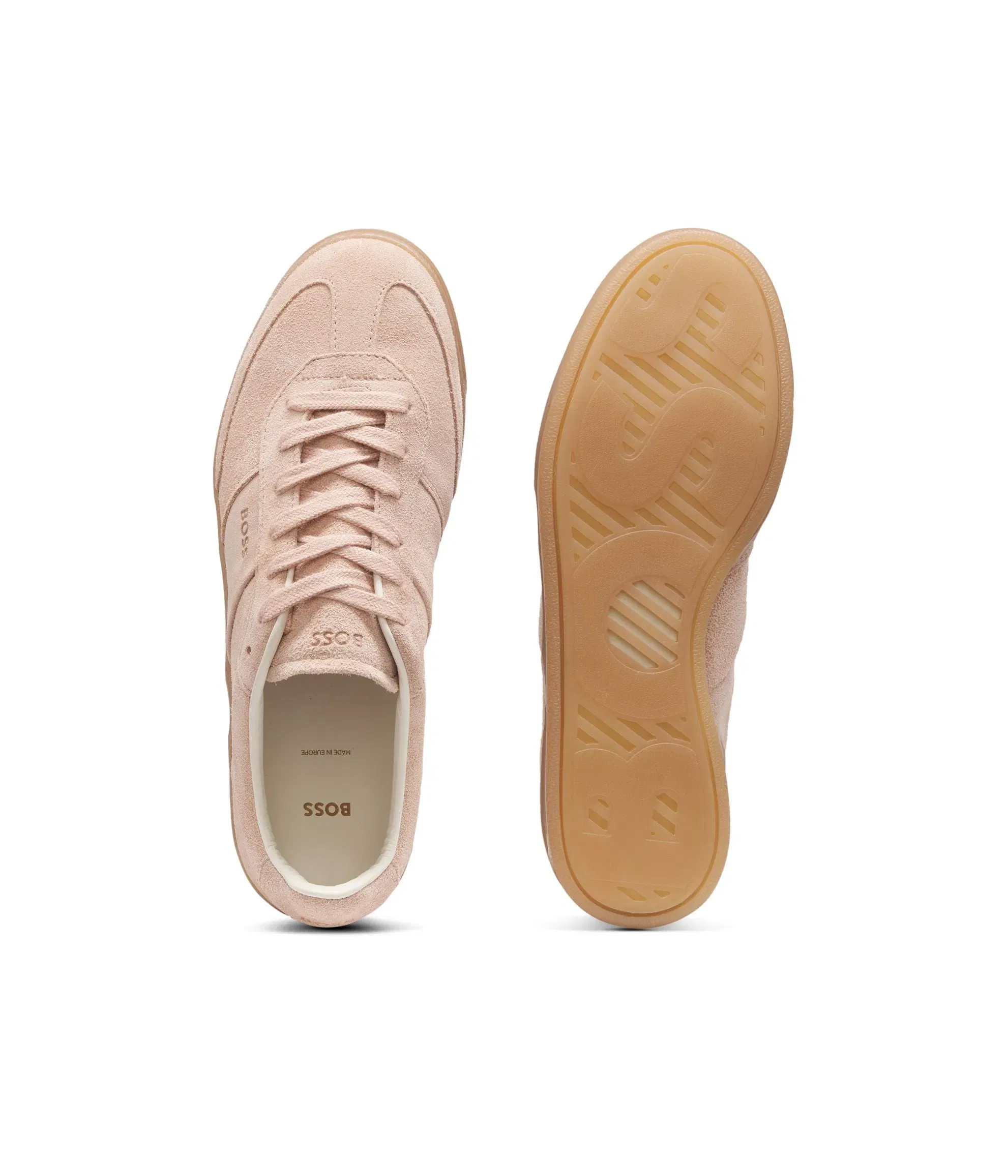 Boss Rubber Sole Trainers In Suede Light Pink Womens Light Pink