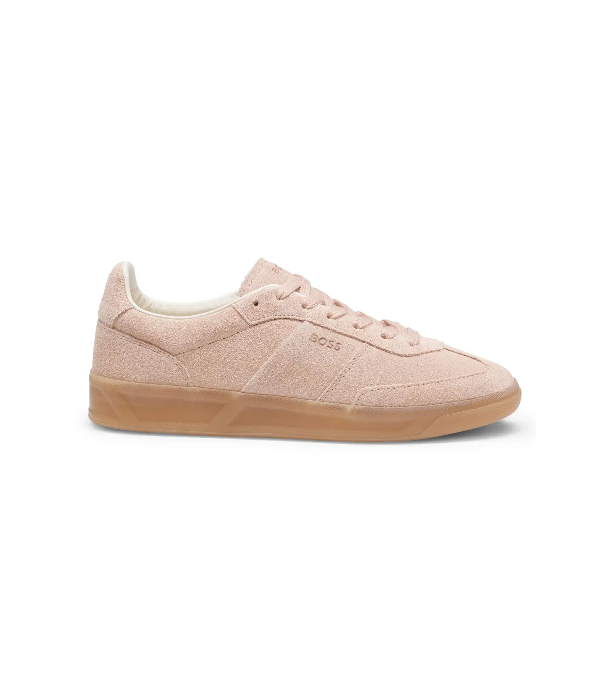 Boss Rubber Sole Trainers In Suede Light Pink Womens Light Pink