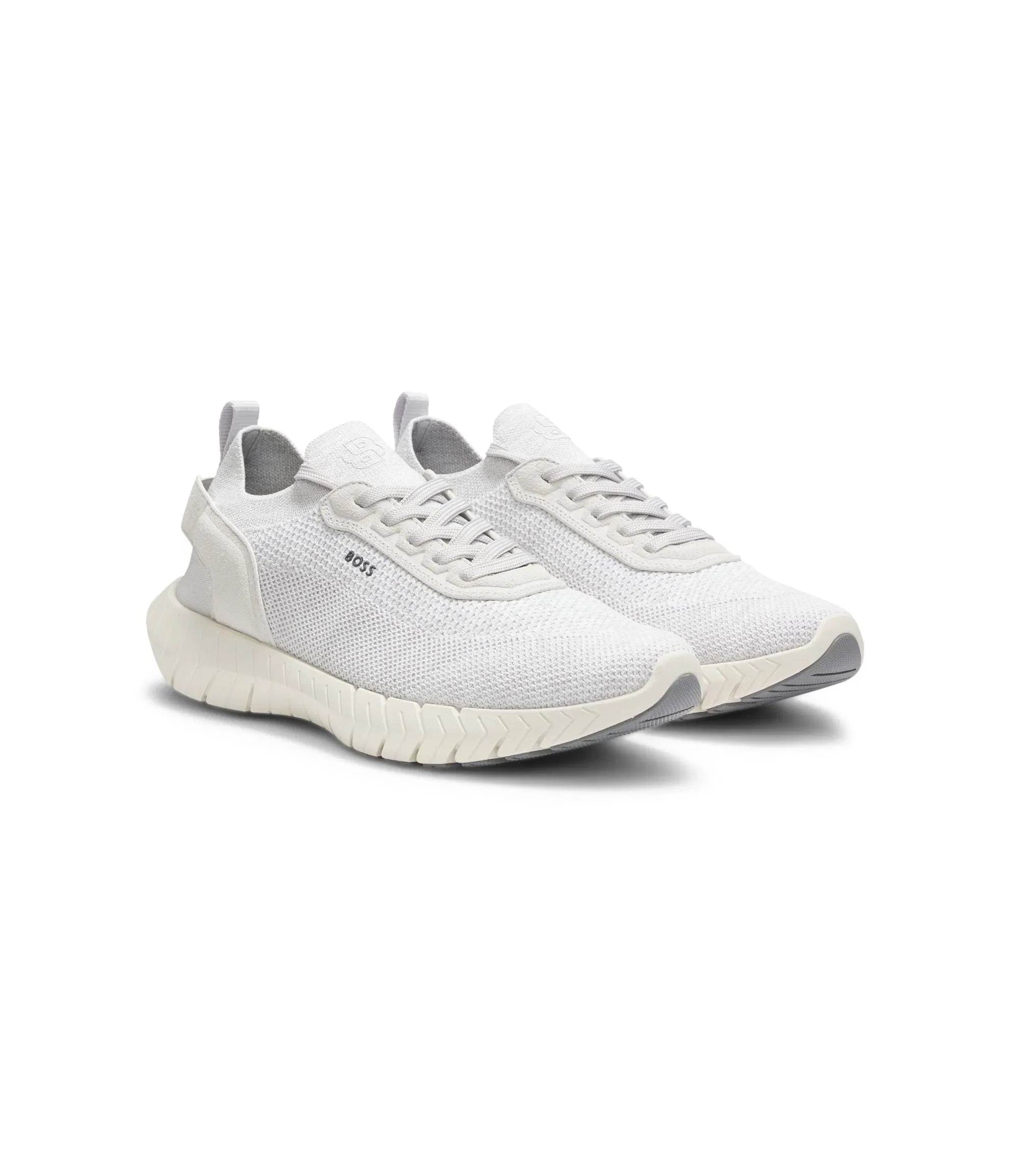Boss Motion Sneakers With Knitted Uppers And Leather Trims White White