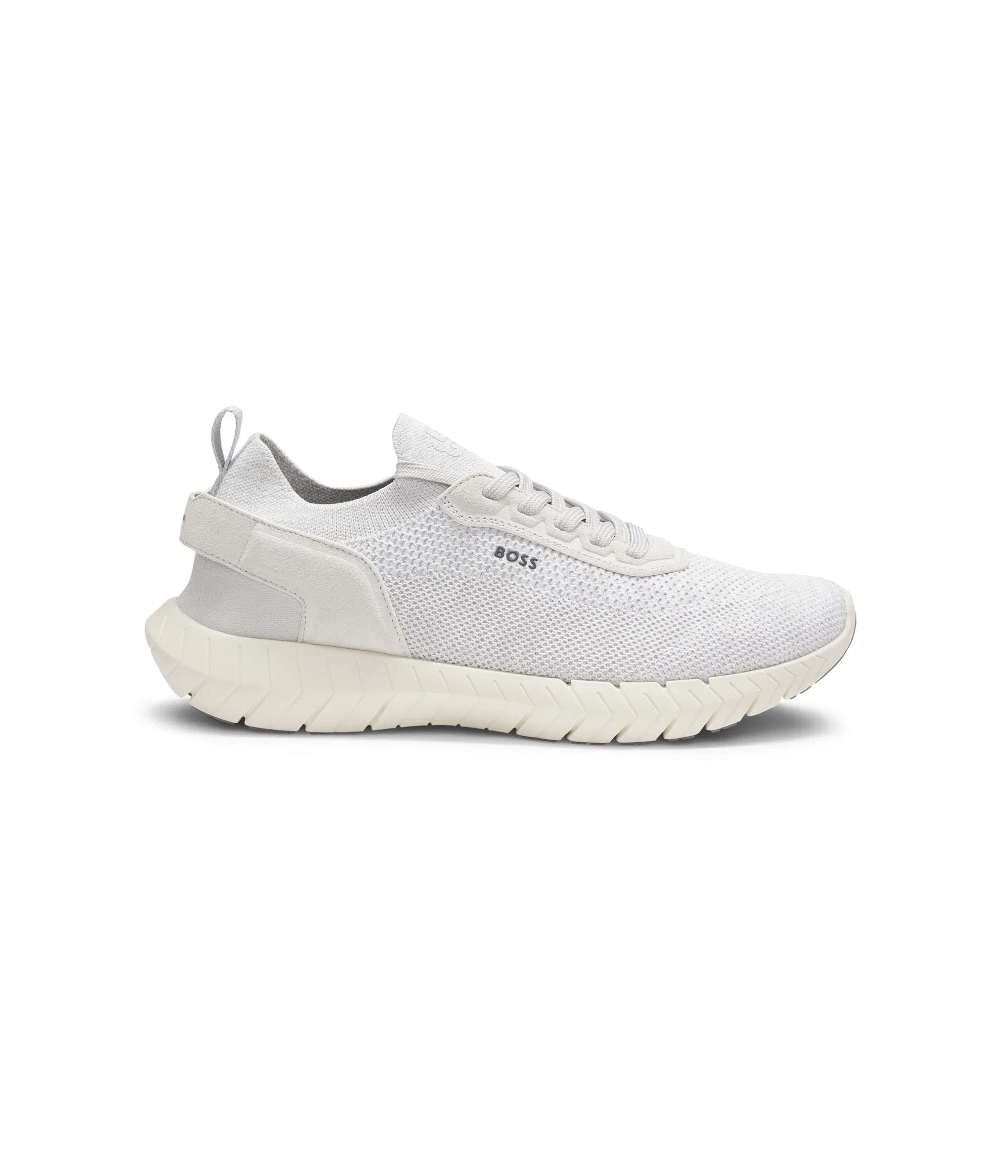 Boss Motion Sneakers With Knitted Uppers And Leather Trims White White