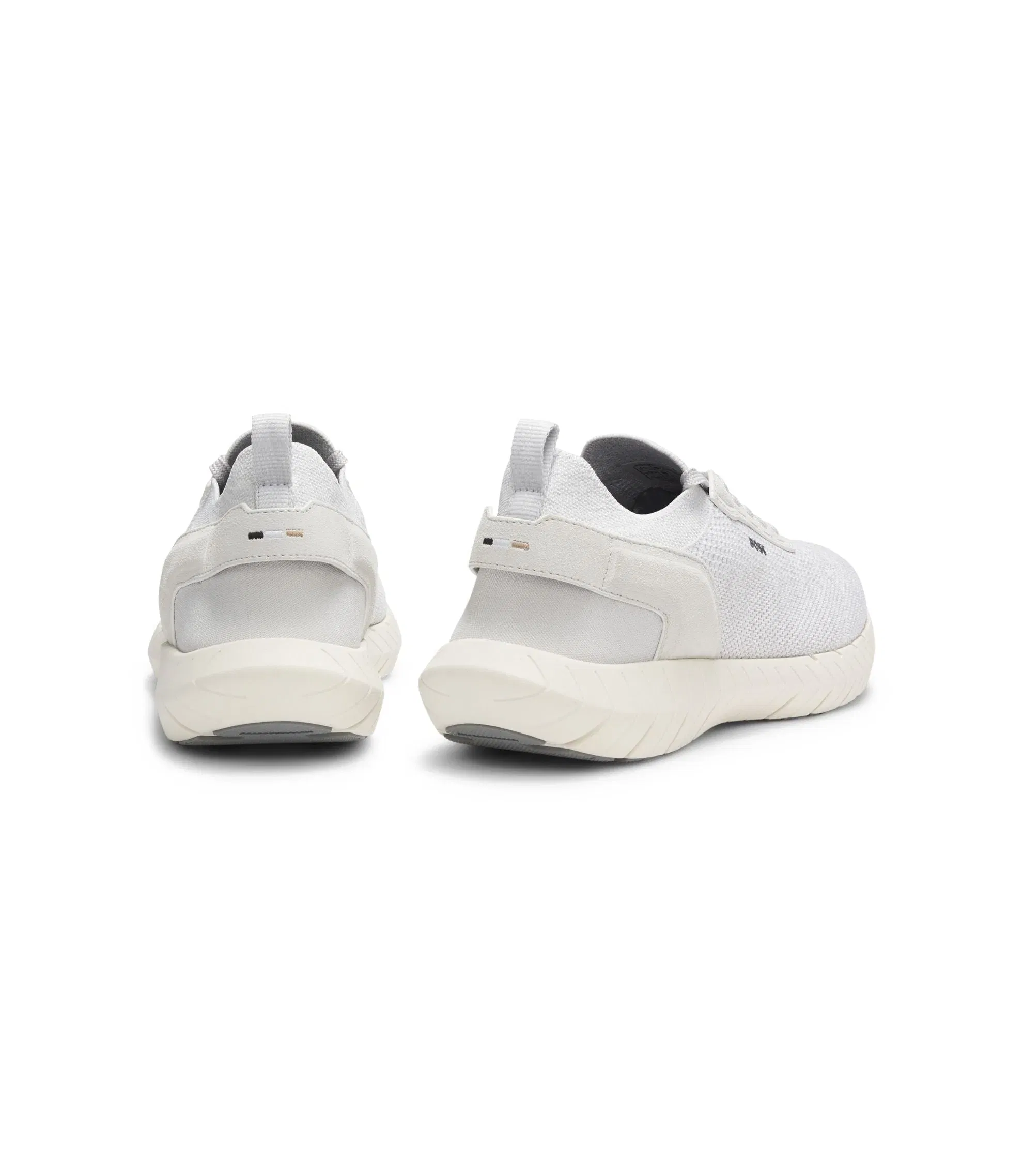 Boss Motion Sneakers With Knitted Uppers And Leather Trims White White