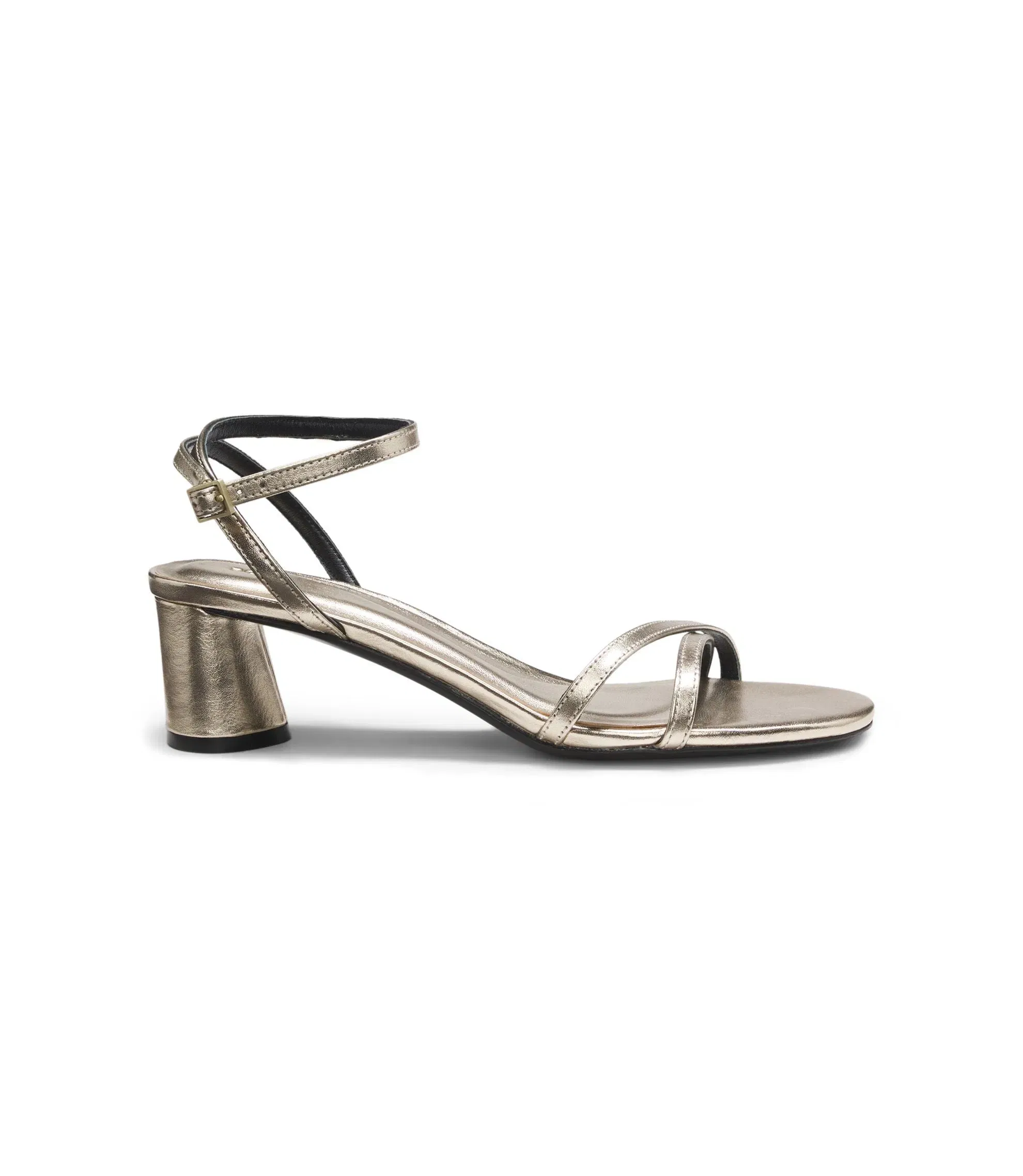 Boss Metallic Leather Sandals With Block Heel Gold Womens Gold