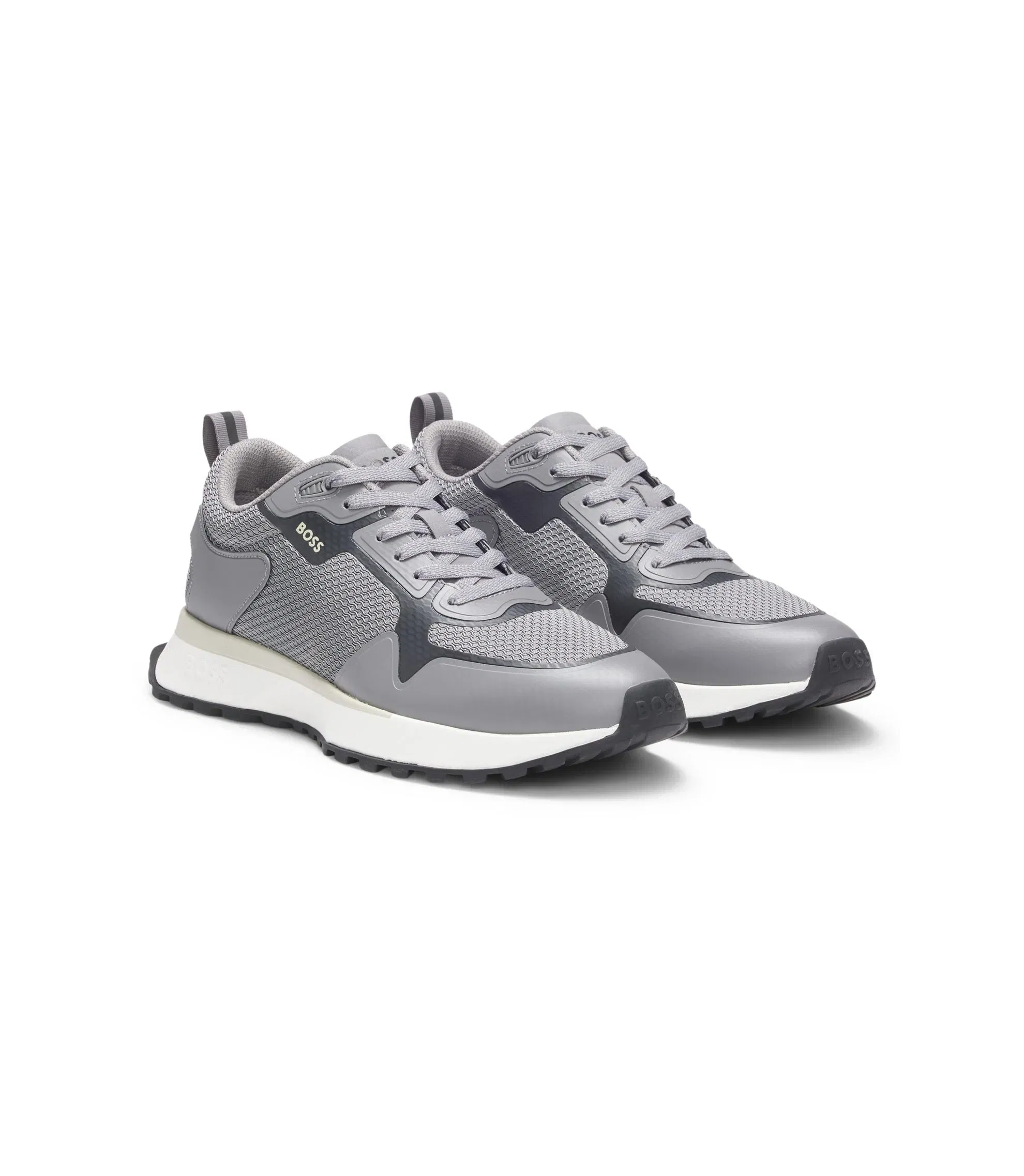 Boss Mesh Detail Trainers In Mixed Materials Light Grey Light Grey