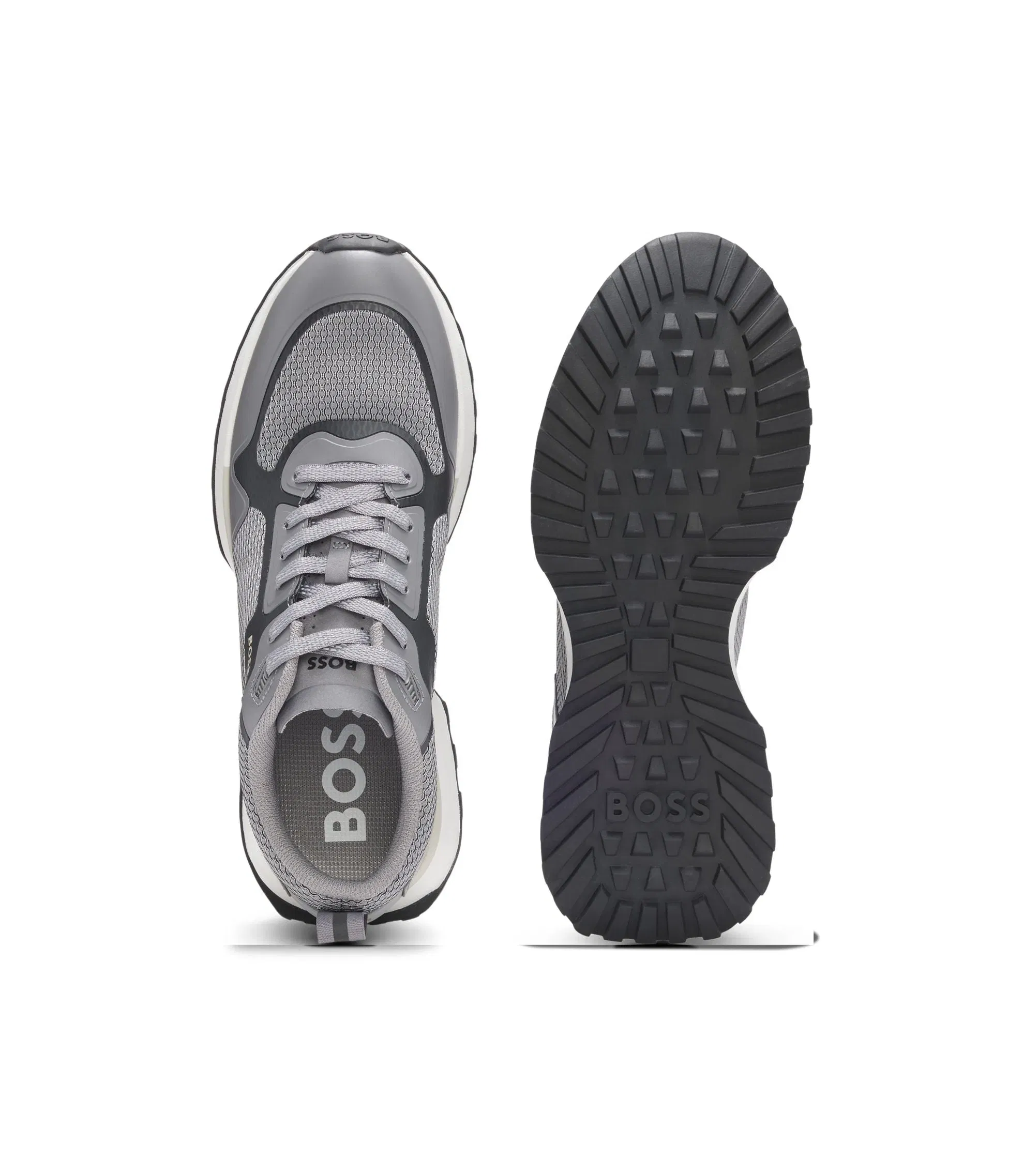 Boss Mesh Detail Trainers In Mixed Materials Light Grey Light Grey