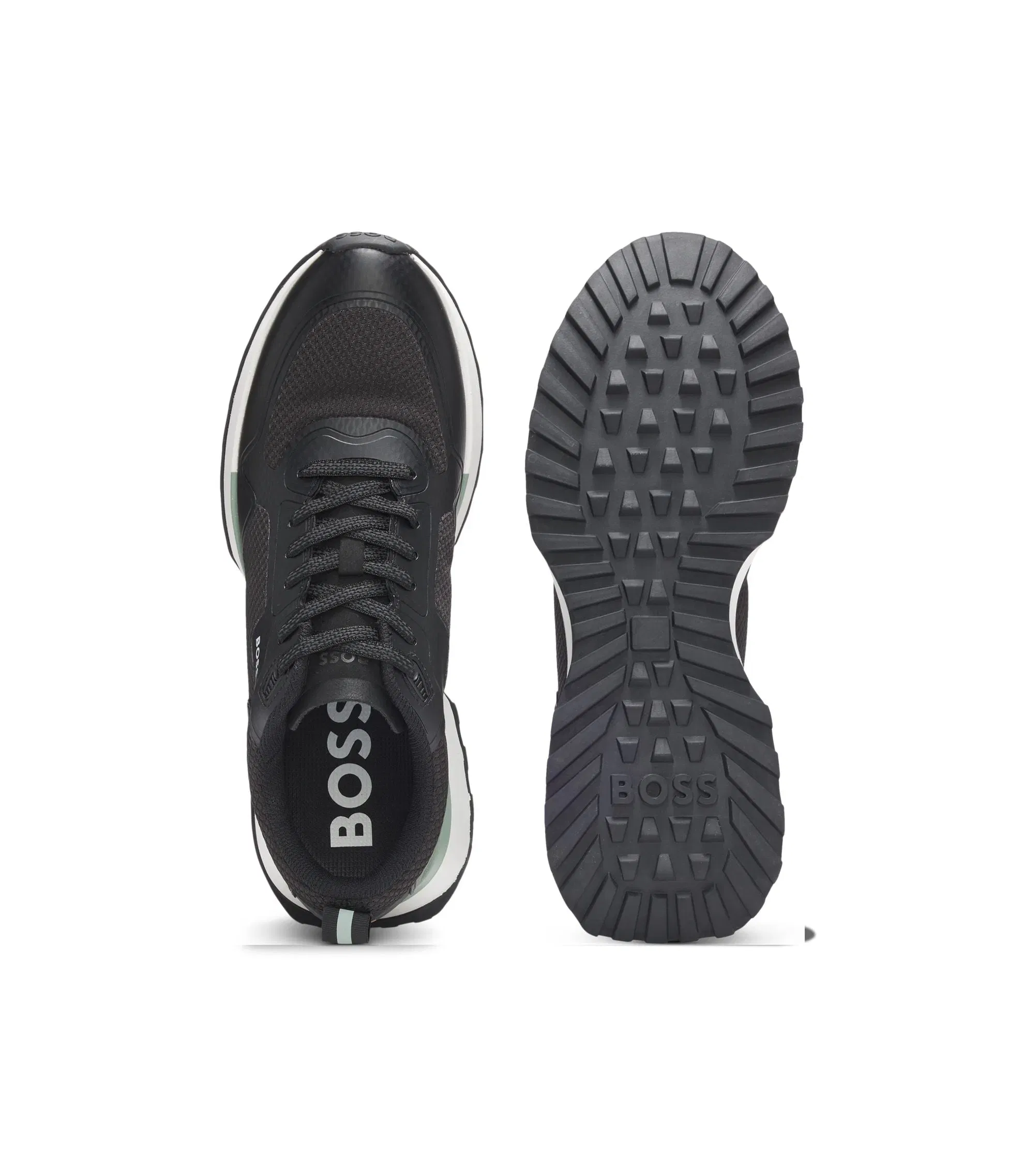Boss Mesh Detail Trainers In Mixed Materials Black Black
