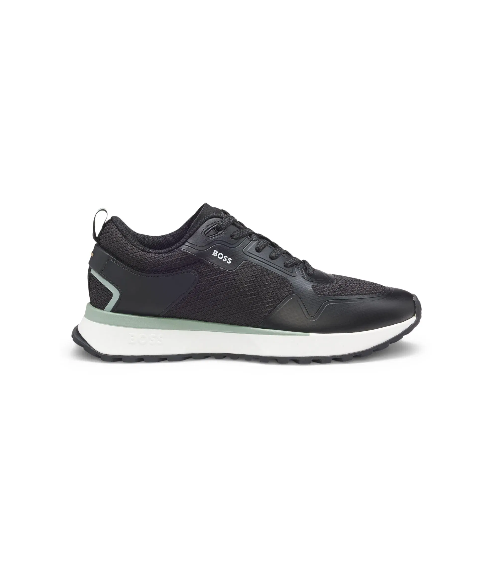 Boss Mesh Detail Trainers In Mixed Materials Black Black
