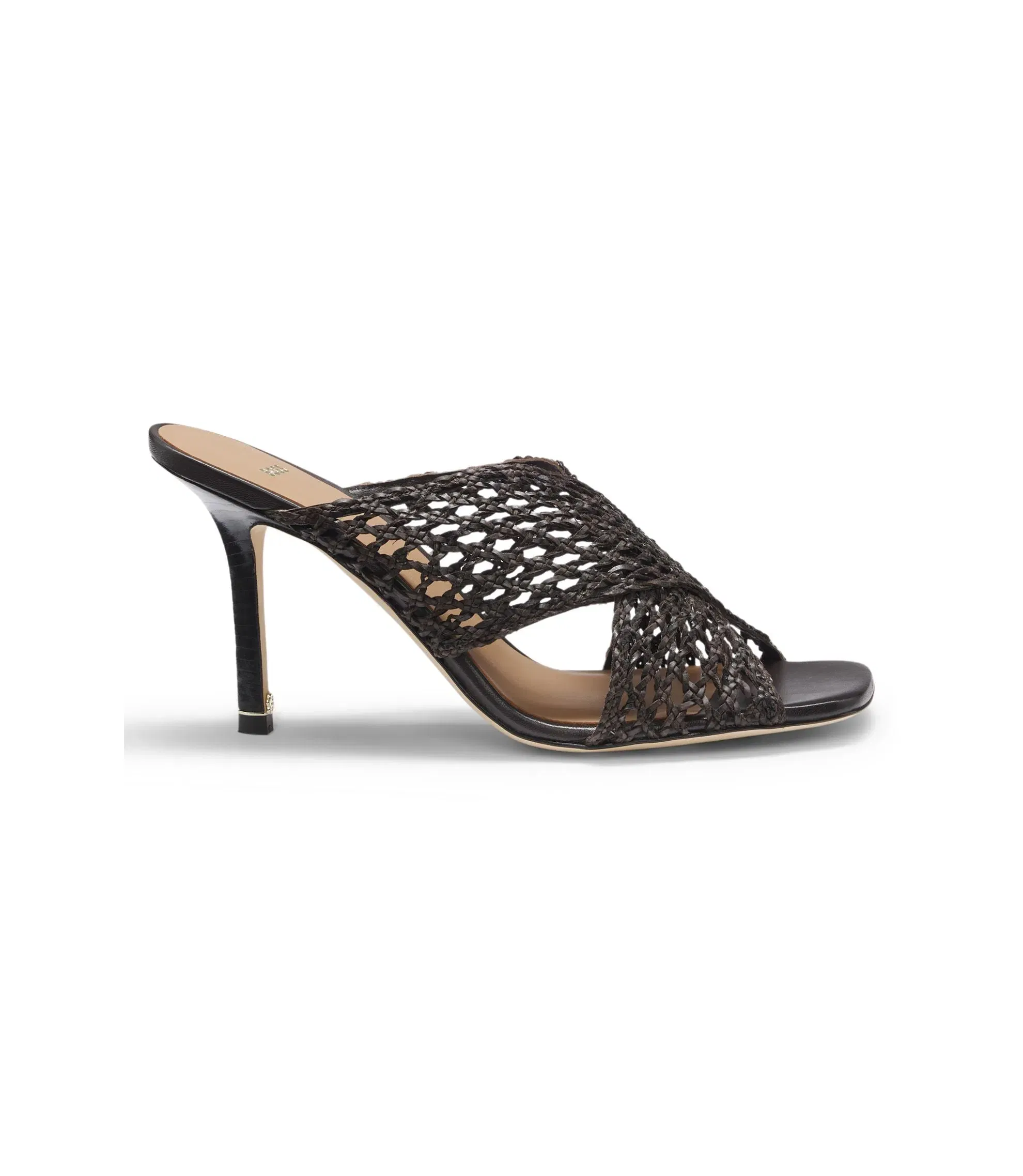 Boss Leather Sandals With Woven Uppers Dark Brown Womens Dark Brown