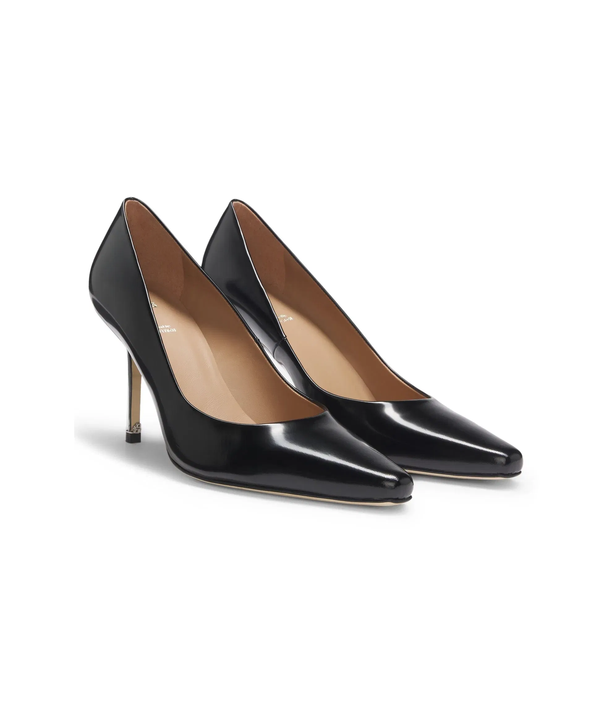 Boss Leather Pumps With Silver Tone Heel Black Womens Black