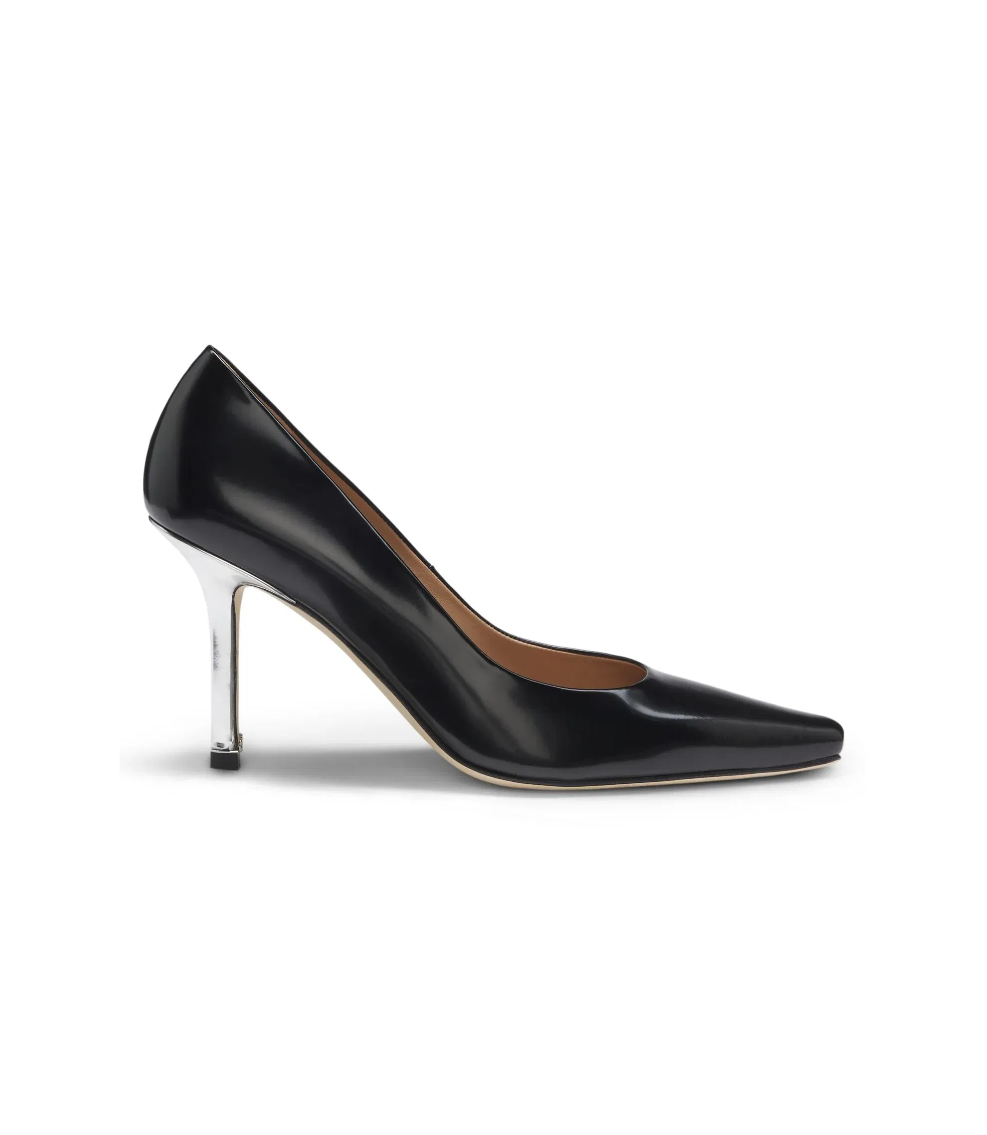 Boss Leather Pumps With Silver Tone Heel Black Womens Black