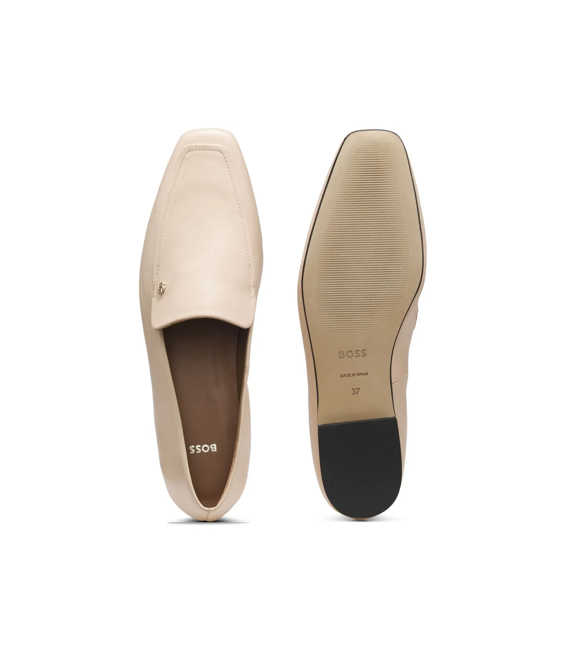 Boss Leather Loafers With Square Toe White Womens White