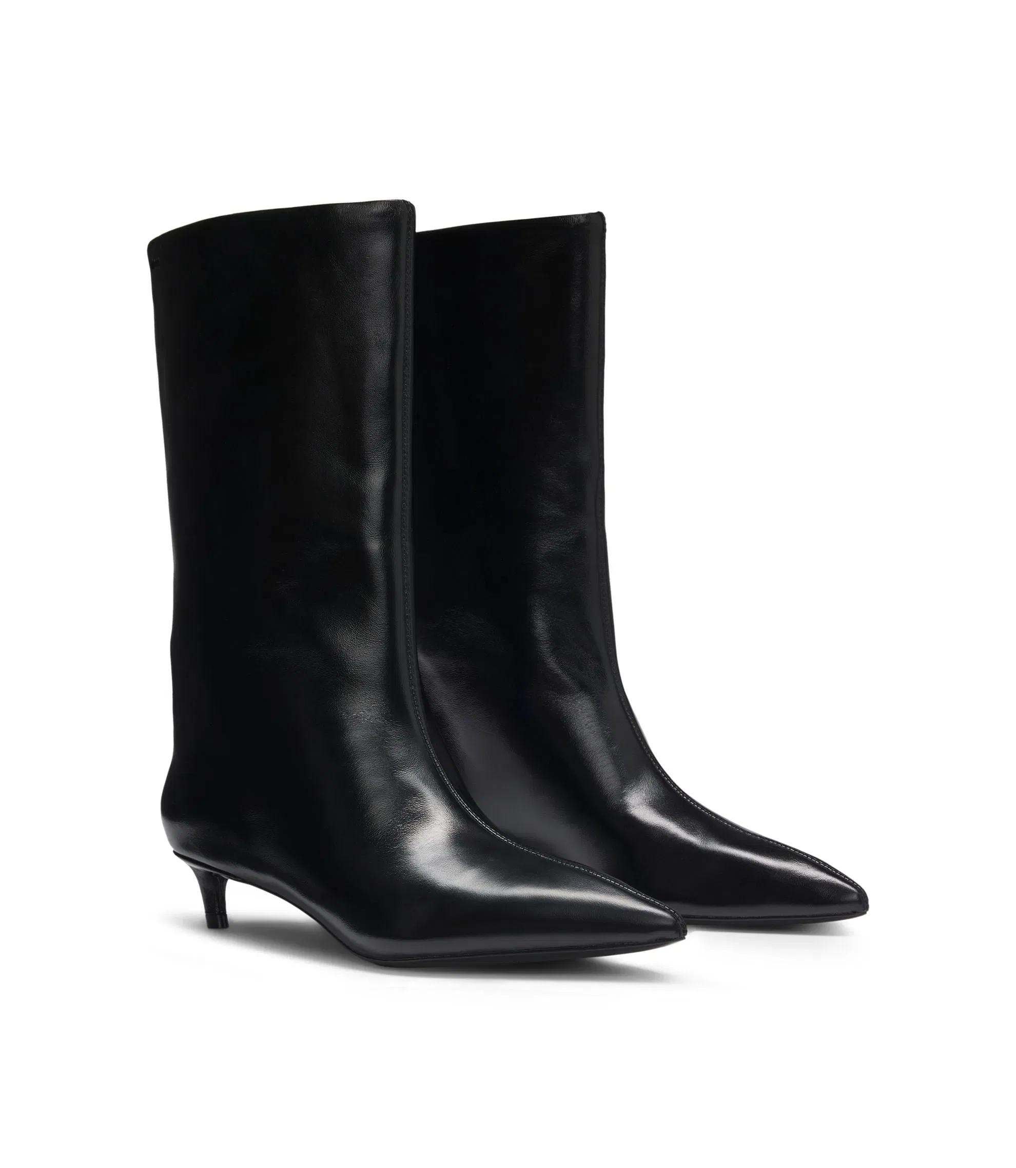 Boss Leather Boots With 35Cm Heel Black Womens Black