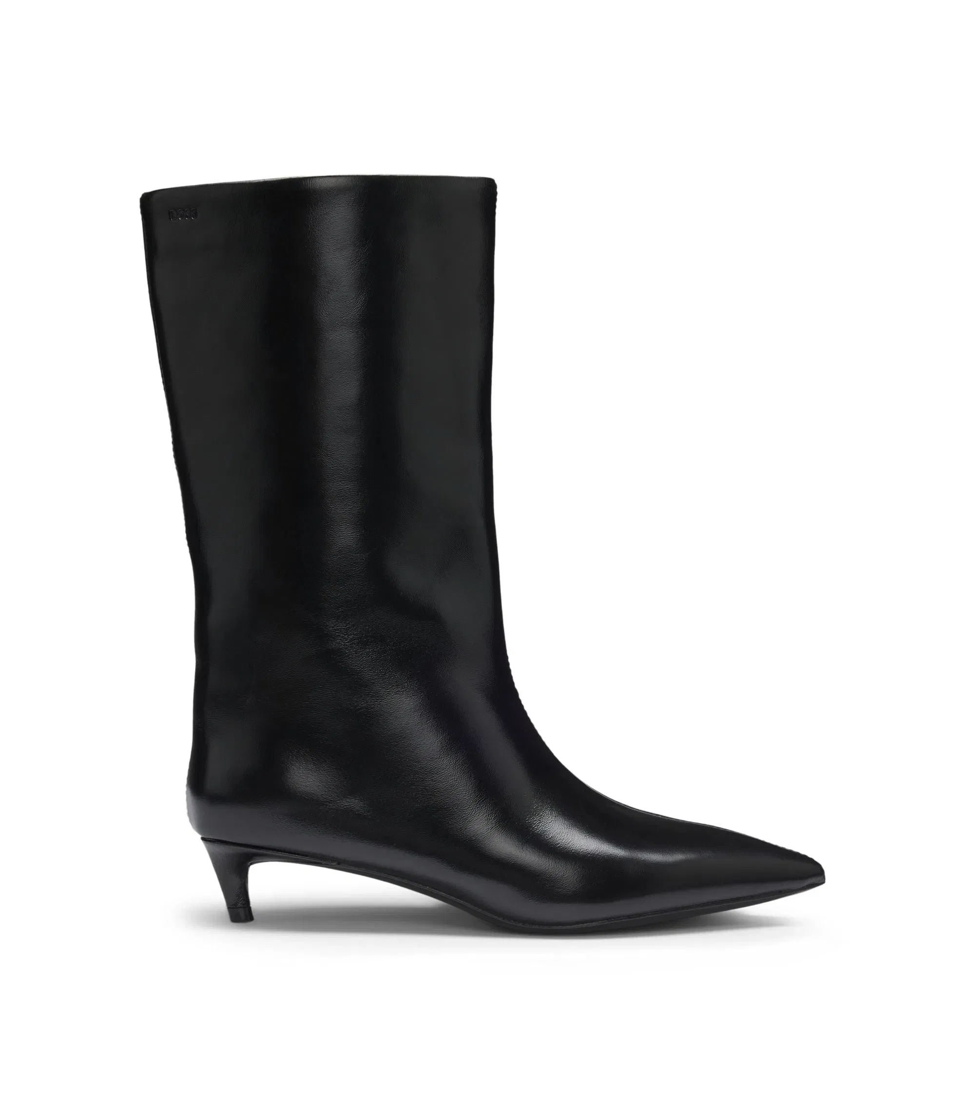 Boss Leather Boots With 35Cm Heel Black Womens Black
