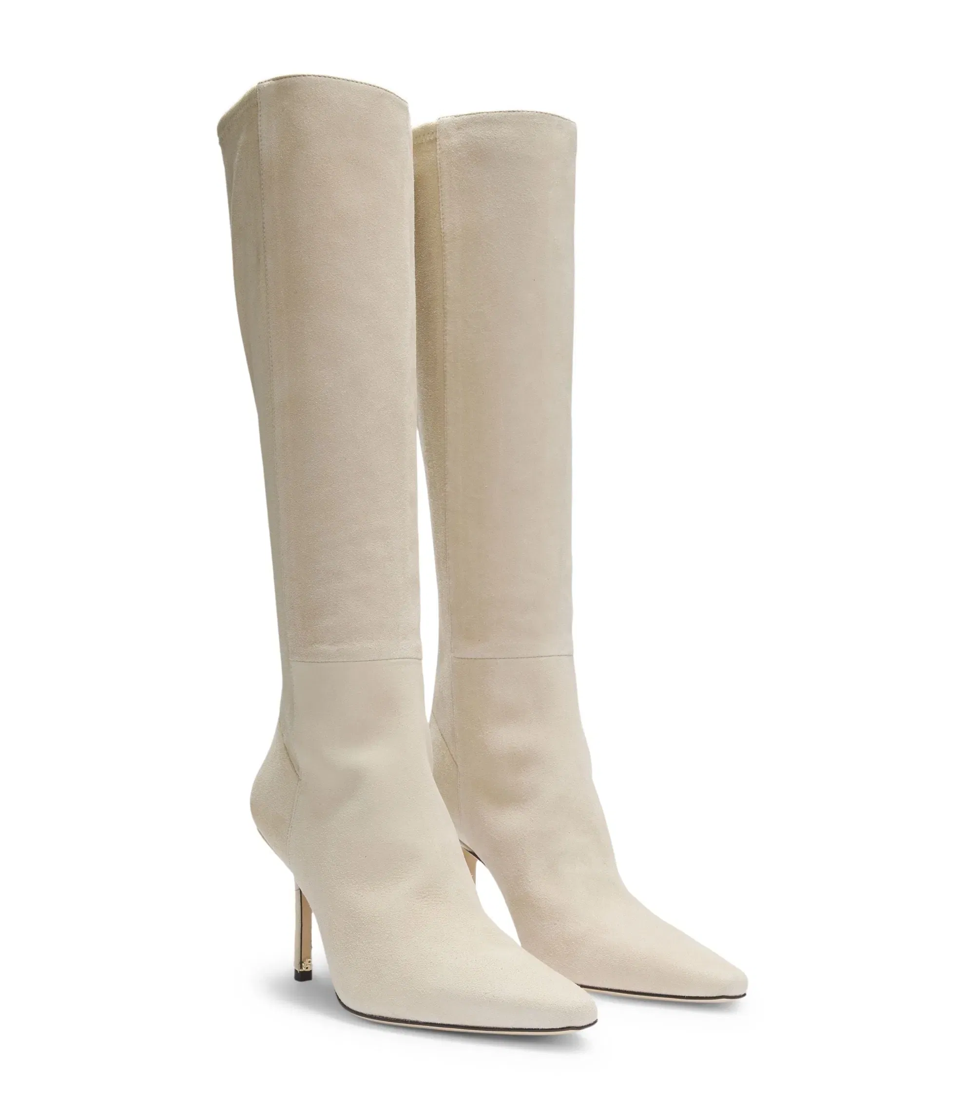 Boss Knee Boots In Leather And Suede Light Beige Womens Light Beige
